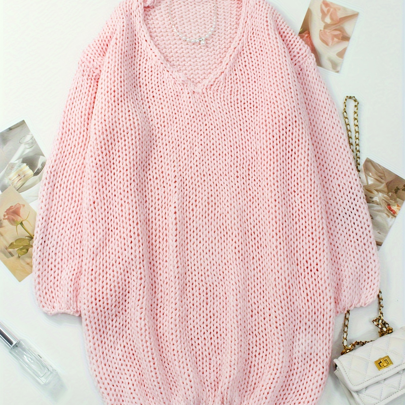 Plus Size Simple Solid Sweater, Casual Long Sleeve V Neck Sweater For Fall & Winter, Women's Plus Size clothing
Plus Size Simple Solid Sweater, Casual Long Sleeve V Neck Sweater For Fall & Winter, Women's Plus Size clothing