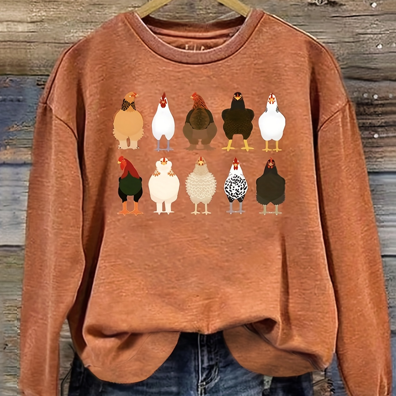 Chicken Print Pullover Sweatshirt, Casual Long Sleeve Crew Neck Sweatshirt For Fall & Winter, Women's Clothing
Chicken Print Pullover Sweatshirt, Casual Long Sleeve Crew Neck Sweatshirt For Fall & Winter, Women's Clothing