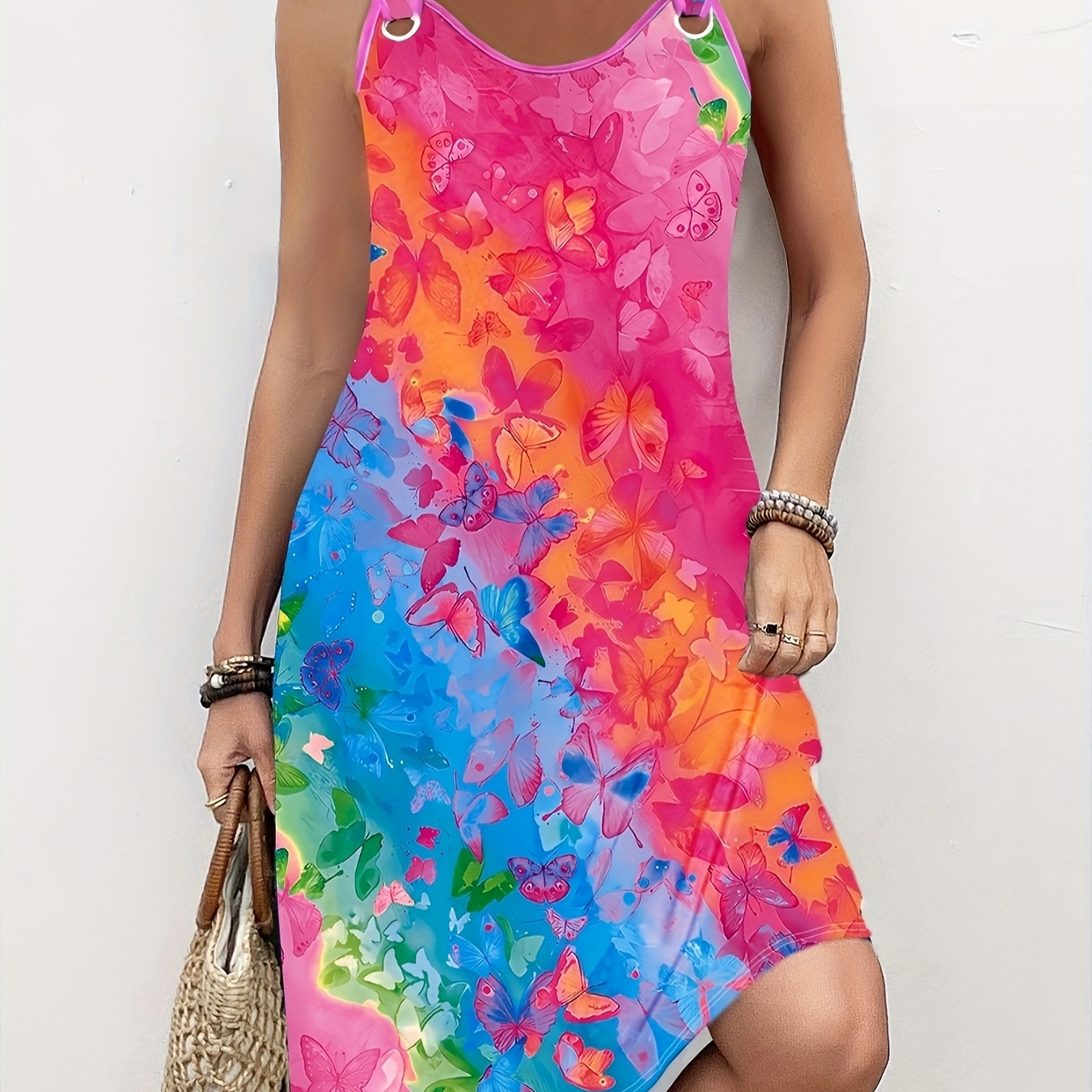 Plus Size Butterfly Print Tank Dress, Casual Sleeveless Crew Neck Dress For Spring & Summer, Women's Plus Size clothing
Plus Size Butterfly Print Tank Dress, Casual Sleeveless Crew Neck Dress For Spring & Summer, Women's Plus Size clothing