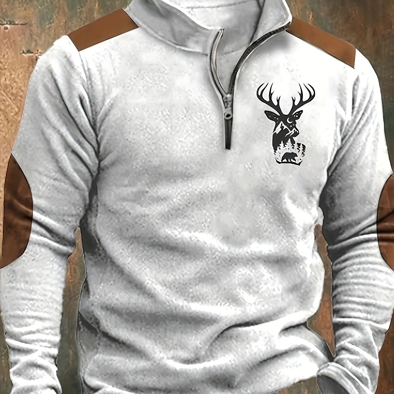 Men's Casual Stand Collar Sweatshirt, Long Sleeve Knit Pullover With Print, 100% Polyester, Regular Fit, Zipper Detail, For Autumn & Winter
Men's Casual Stand Collar Sweatshirt, Long Sleeve Knit Pullover With Print, 100% Polyester, Regular Fit, Zipper Detail, For Autumn & Winter