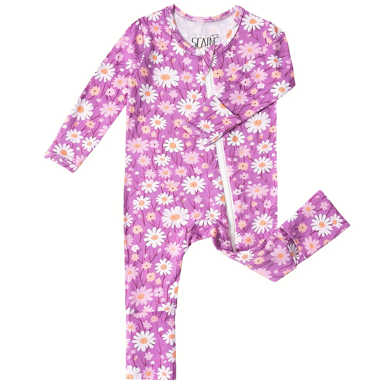 Baby's Bamboo Fiber Flower Pattern Comfy Bodysuit, Casual Zip Up Long Sleeve Romper, Toddler & Infant Girl's Onesie For Spring Summer, As Gift
Baby's Bamboo Fiber Flower Pattern Comfy Bodysuit, Casual Zip Up Long Sleeve Romper, Toddler & Infant Girl's Onesie For Spring Summer, As Gift