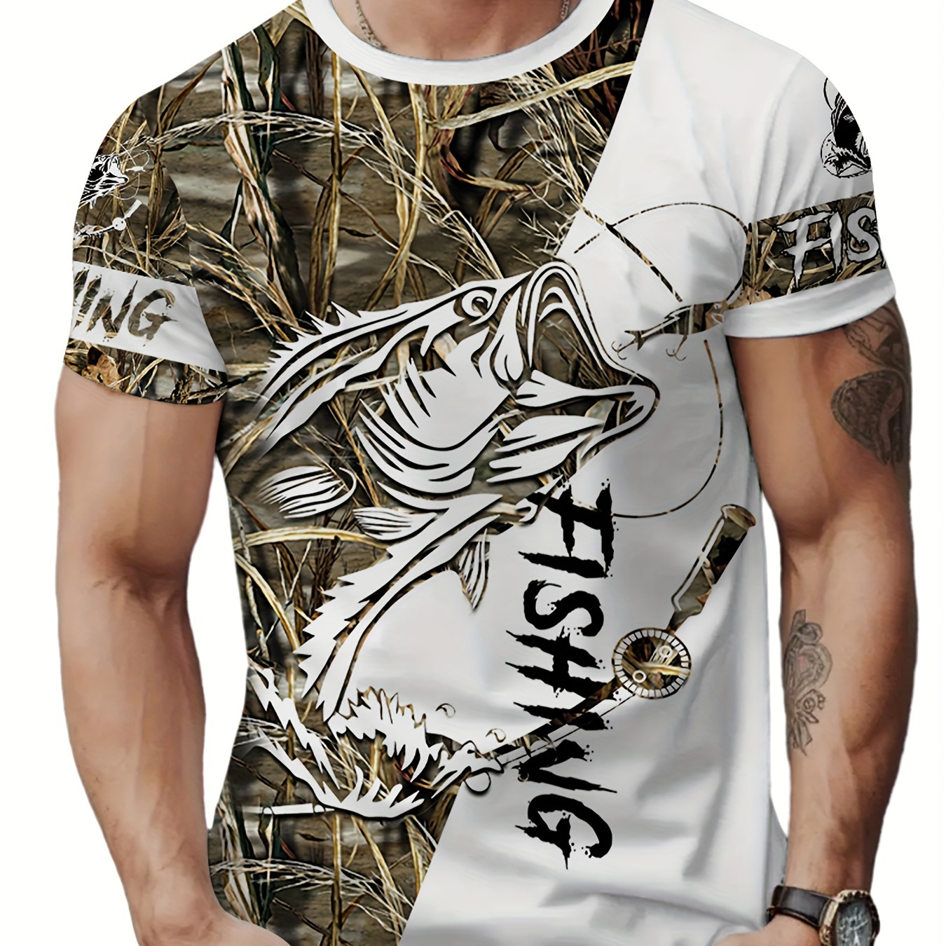 Fishing Pattern Men's Fashion Crew Neck Short Sleeve Sports Tee, Versatile And Comfortable T-shirt, Athletic Style Clothing For Summer And Spring, As Gifts
Fishing Pattern Men's Fashion Crew Neck Short Sleeve Sports Tee, Versatile And Comfortable T-shirt, Athletic Style Clothing For Summer And Spring, As Gifts