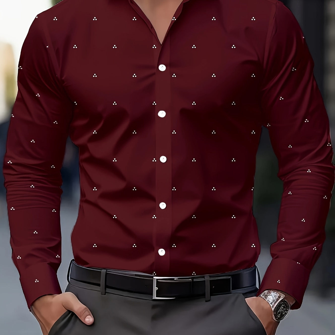 Men' Polka Dot Shirts, Casual Breathable Lapel Button Long Sleeve Shirt For Spring/fall
Men' Polka Dot Shirts, Casual Breathable Lapel Button Long Sleeve Shirt For Spring/fall
