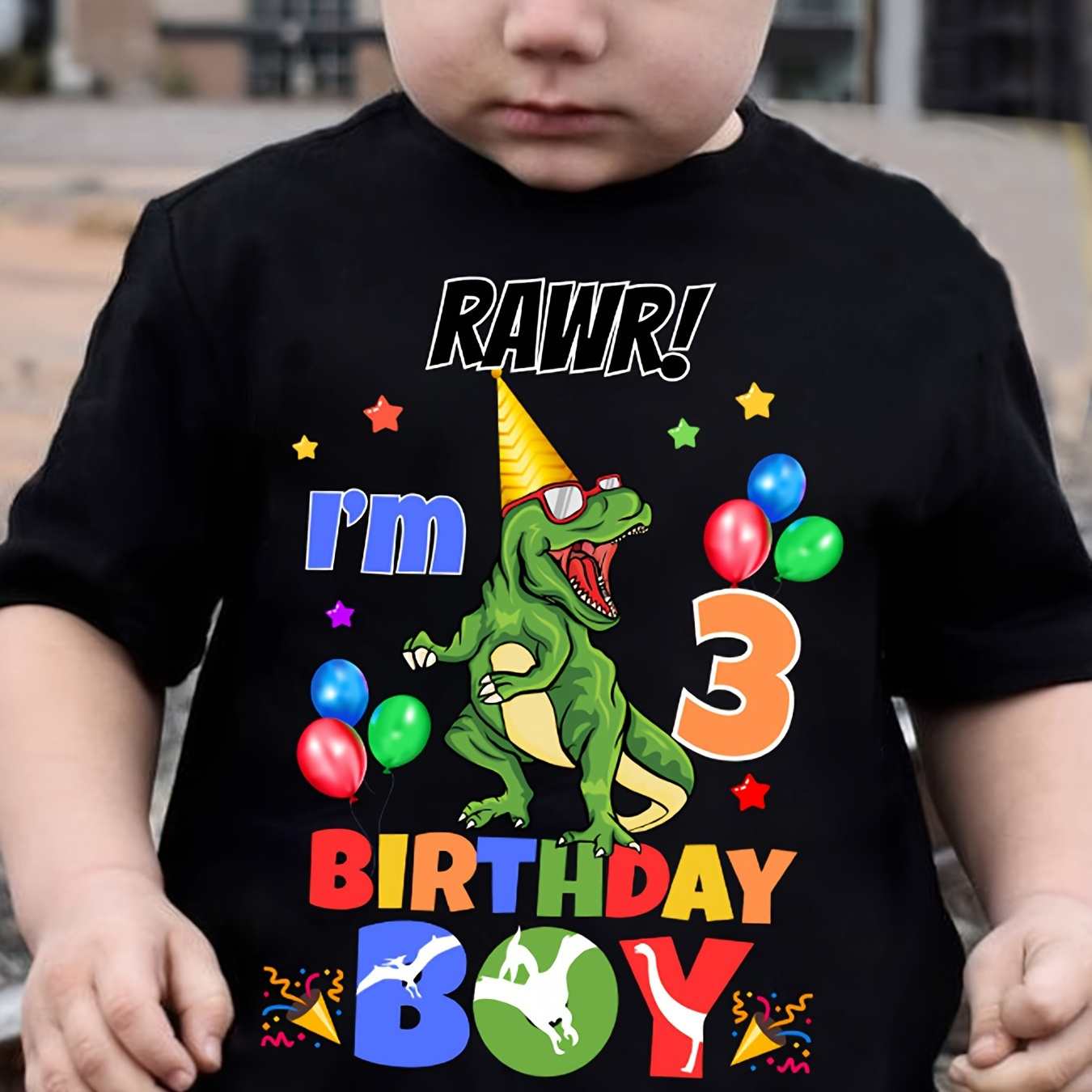 Black Round Neck I'm 3 Birthday Boy Pattern Print Short Sleeve Boy T-shirt, Summer Casual Soft And Comfy Boy Tops, Outdoor Sports Boy Shirt
Black Round Neck I'm 3 Birthday Boy Pattern Print Short Sleeve Boy T-shirt, Summer Casual Soft And Comfy Boy Tops, Outdoor Sports Boy Shirt