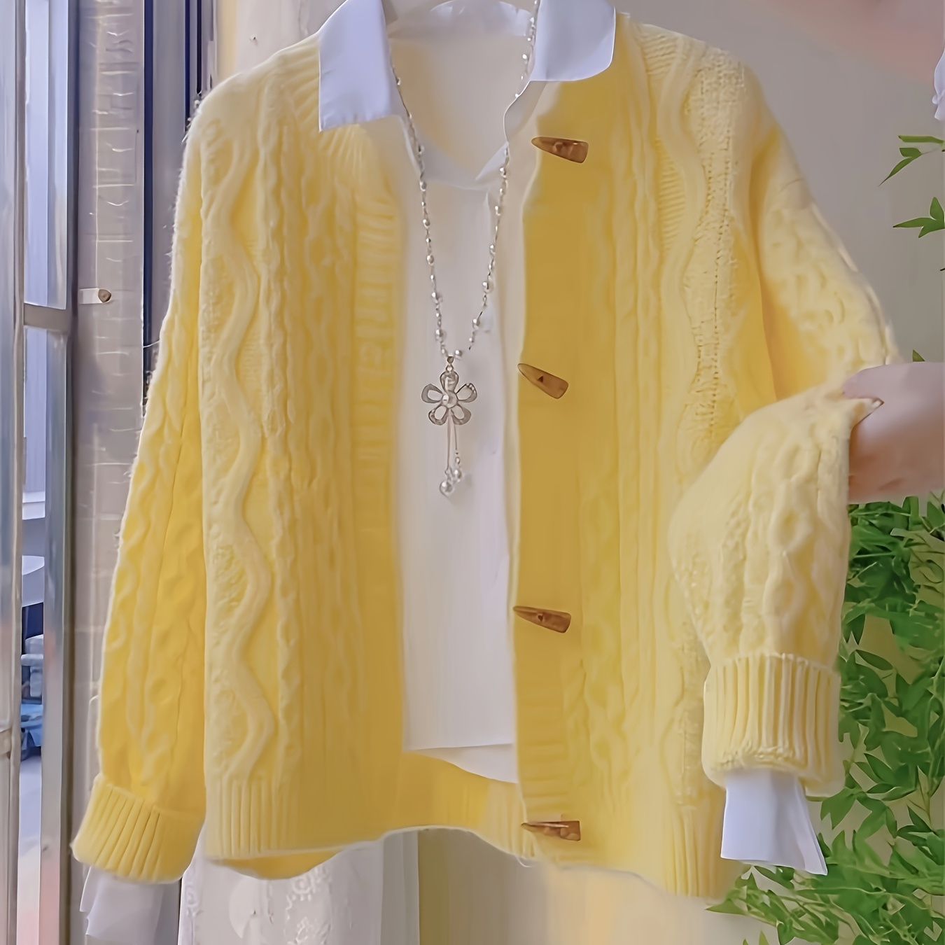 Chic Polyester Crew Neck Cardigan For Women - Long Sleeve, Solid Color Knit Fabric With Medium Stretch, Vintage Cable Knit Texture, , Short Length, Loose Fit - Spring/fall Collection
Chic Polyester Crew Neck Cardigan For Women - Long Sleeve, Solid Color Knit Fabric With Medium Stretch, Vintage Cable Knit Texture, , Short Length, Loose Fit - Spring/fall Collection