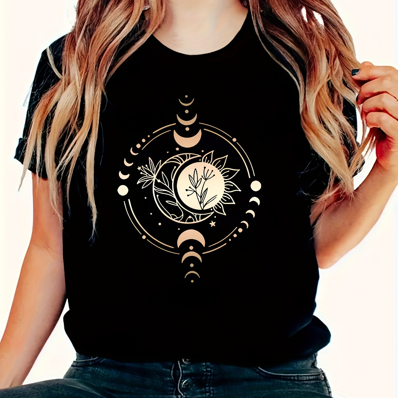 Moon Graphic Loose Sports T-shirt, Comfortable Crew Neck Running Workout Tops, Women's Activewear Graphic
Moon Graphic Loose Sports T-shirt, Comfortable Crew Neck Running Workout Tops, Women's Activewear Graphic