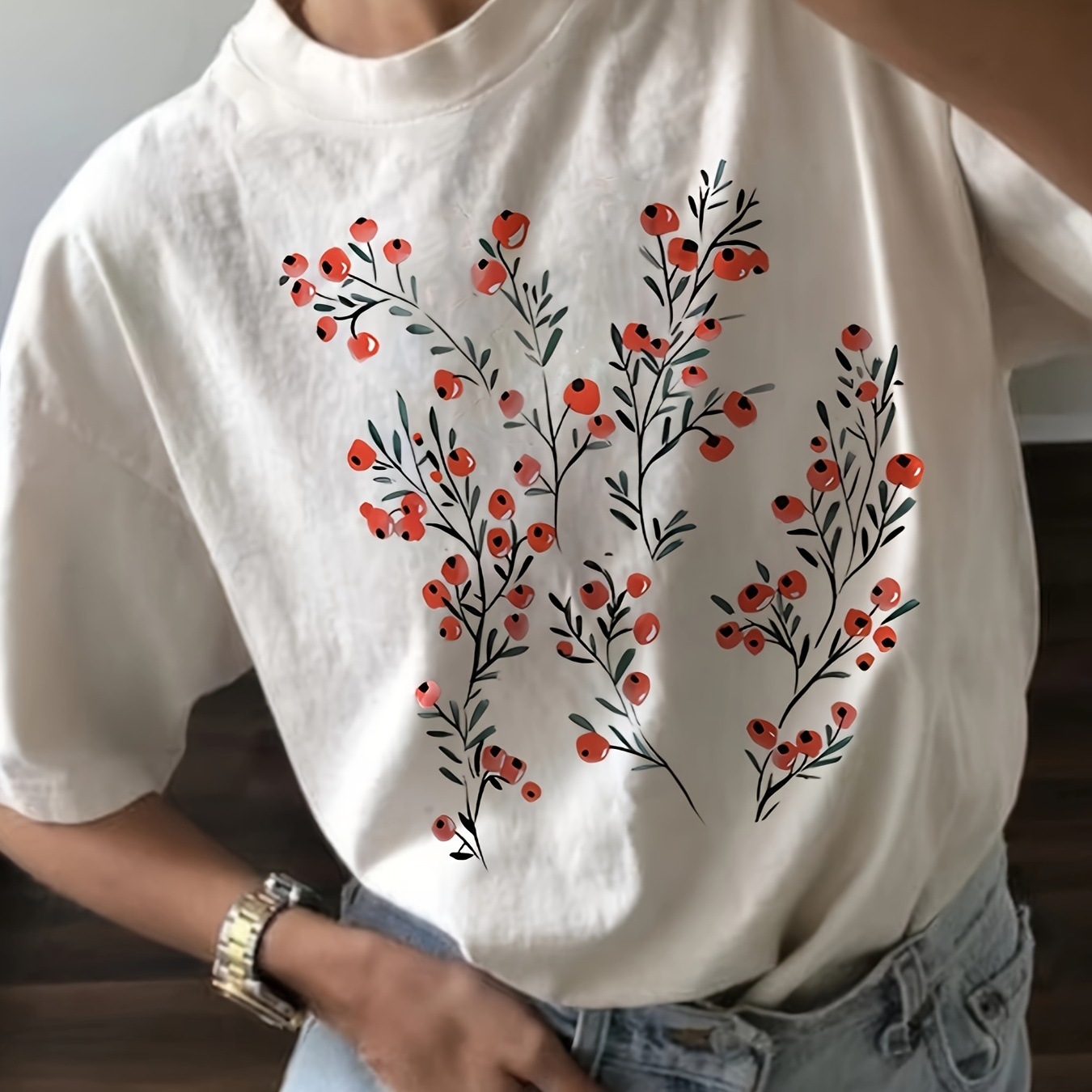 Floral Print T-shirt, Short Sleeve Crew Neck Casual Top For Summer & Spring, Women's Clothing
Floral Print T-shirt, Short Sleeve Crew Neck Casual Top For Summer & Spring, Women's Clothing