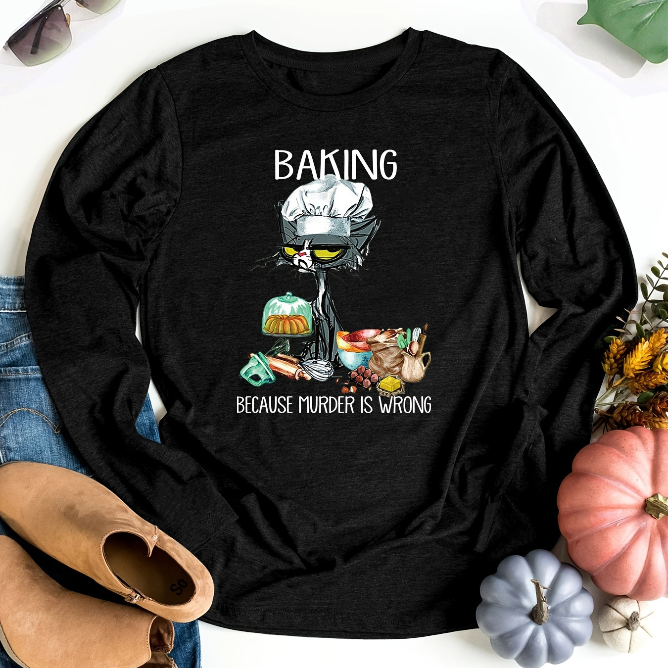Plus Size cartoon Cat Print T-shirt, Crew Neck Long Sleeve T-shirt, Women's Plus Size clothing
Plus Size cartoon Cat Print T-shirt, Crew Neck Long Sleeve T-shirt, Women's Plus Size clothing