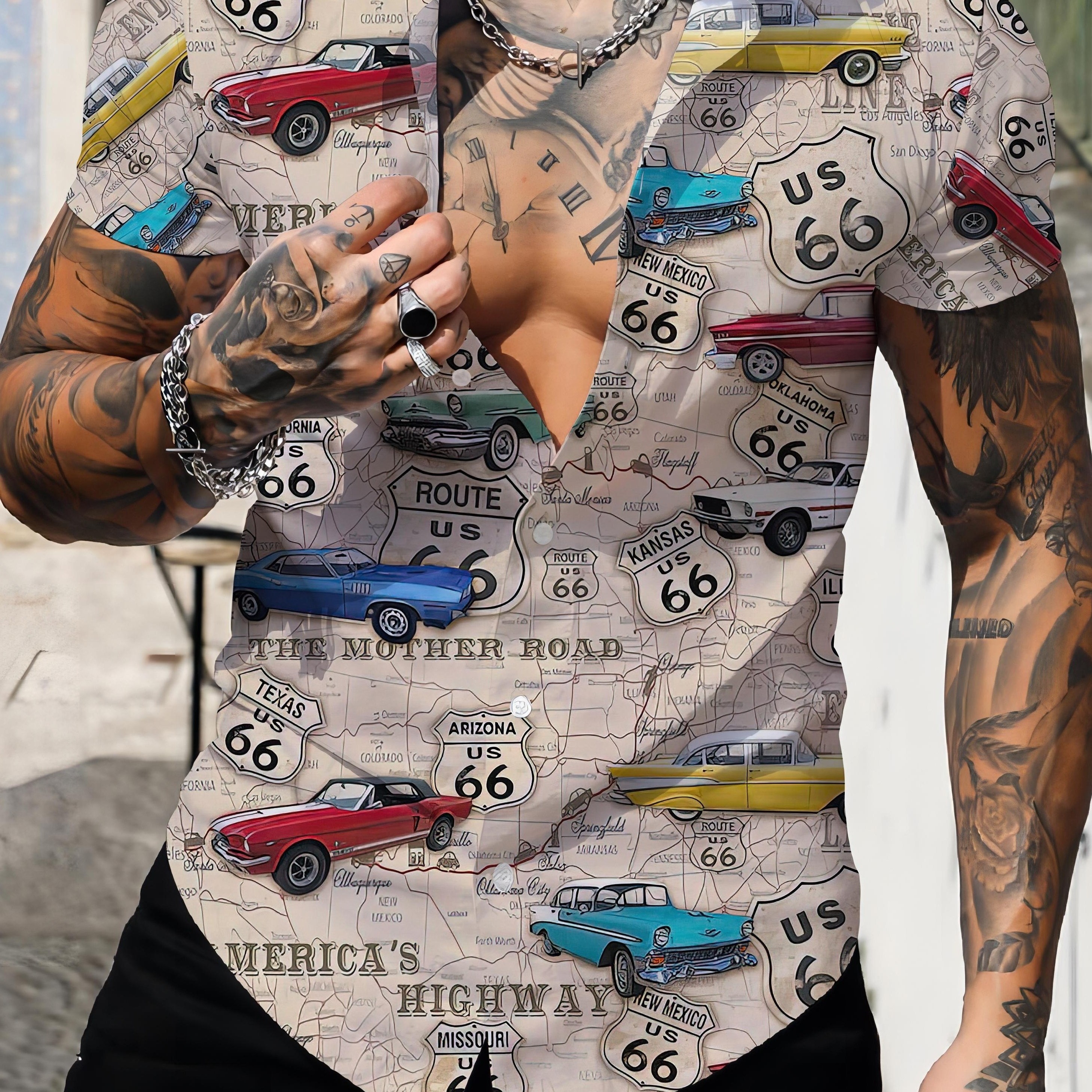 Men's Car 3d Print Fashion Short Sleeve V-neck Button Down Shirts, Men's Summer Clothes, Casual Graphic Tops, Men's Novelty Pajamas Tops
Men's Car 3d Print Fashion Short Sleeve V-neck Button Down Shirts, Men's Summer Clothes, Casual Graphic Tops, Men's Novelty Pajamas Tops