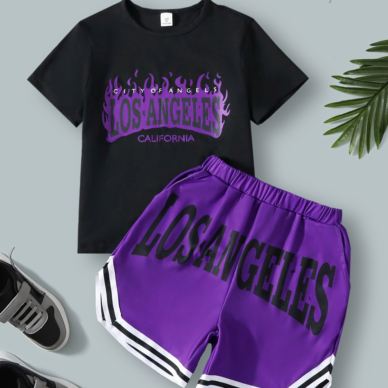 Boy's Los Angeles Flame Pattern 2pcs Casual Outfit, T-shirt & Shorts Set, Boy's Clothes For Summer
Boy's Los Angeles Flame Pattern 2pcs Casual Outfit, T-shirt & Shorts Set, Boy's Clothes For Summer