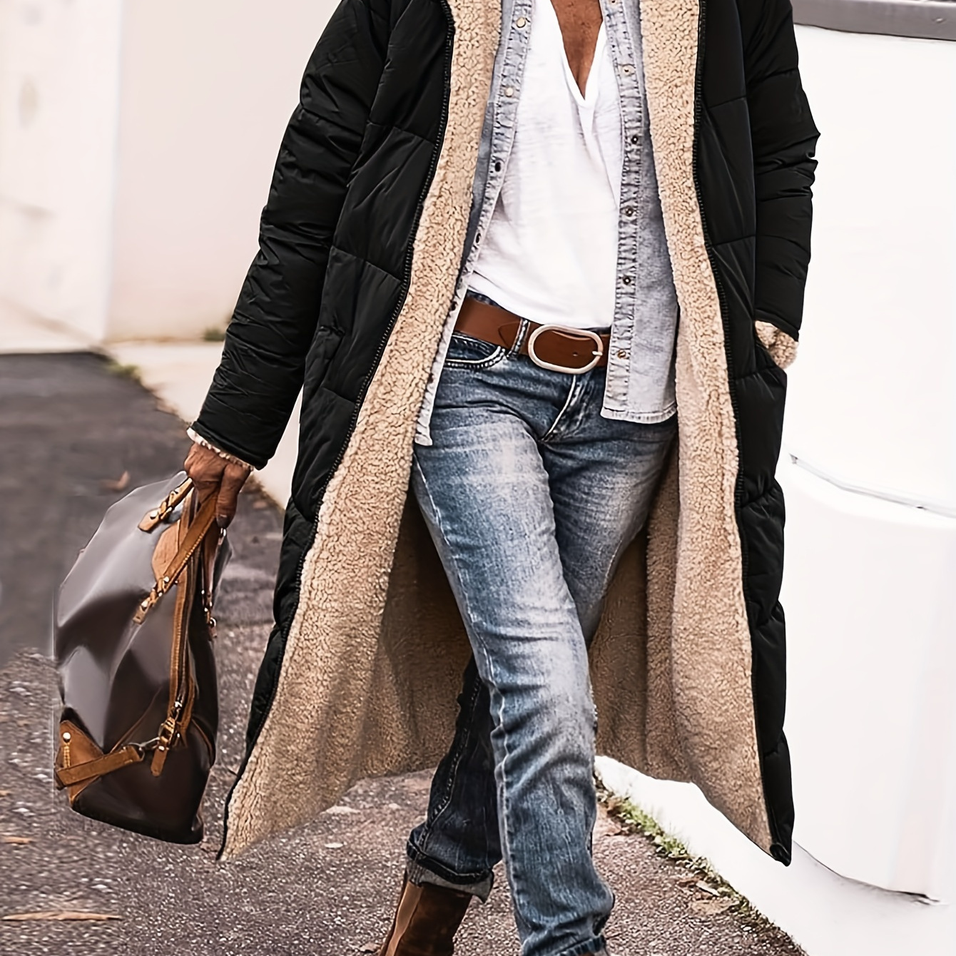 Fleece Lined Zip-up Jacket Coat, Casual Long Sleeve Mid-length Warm Outerwear For Winter, Women's Clothing
Fleece Lined Zip-up Jacket Coat, Casual Long Sleeve Mid-length Warm Outerwear For Winter, Women's Clothing