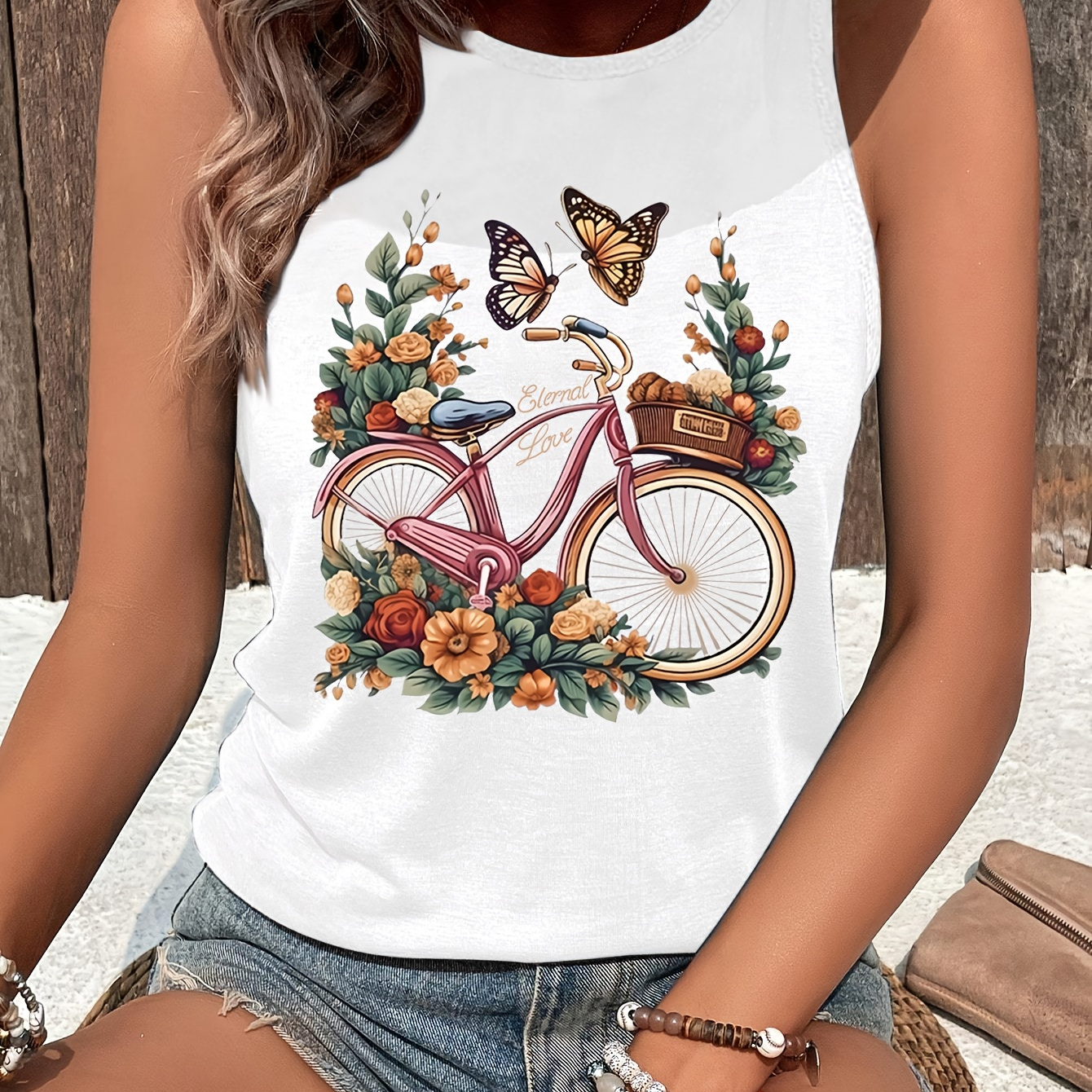 Bike Print Crew Neck Tank Top, Sleeveless Casual Top For Summer & Spring, Women's Clothing
Bike Print Crew Neck Tank Top, Sleeveless Casual Top For Summer & Spring, Women's Clothing