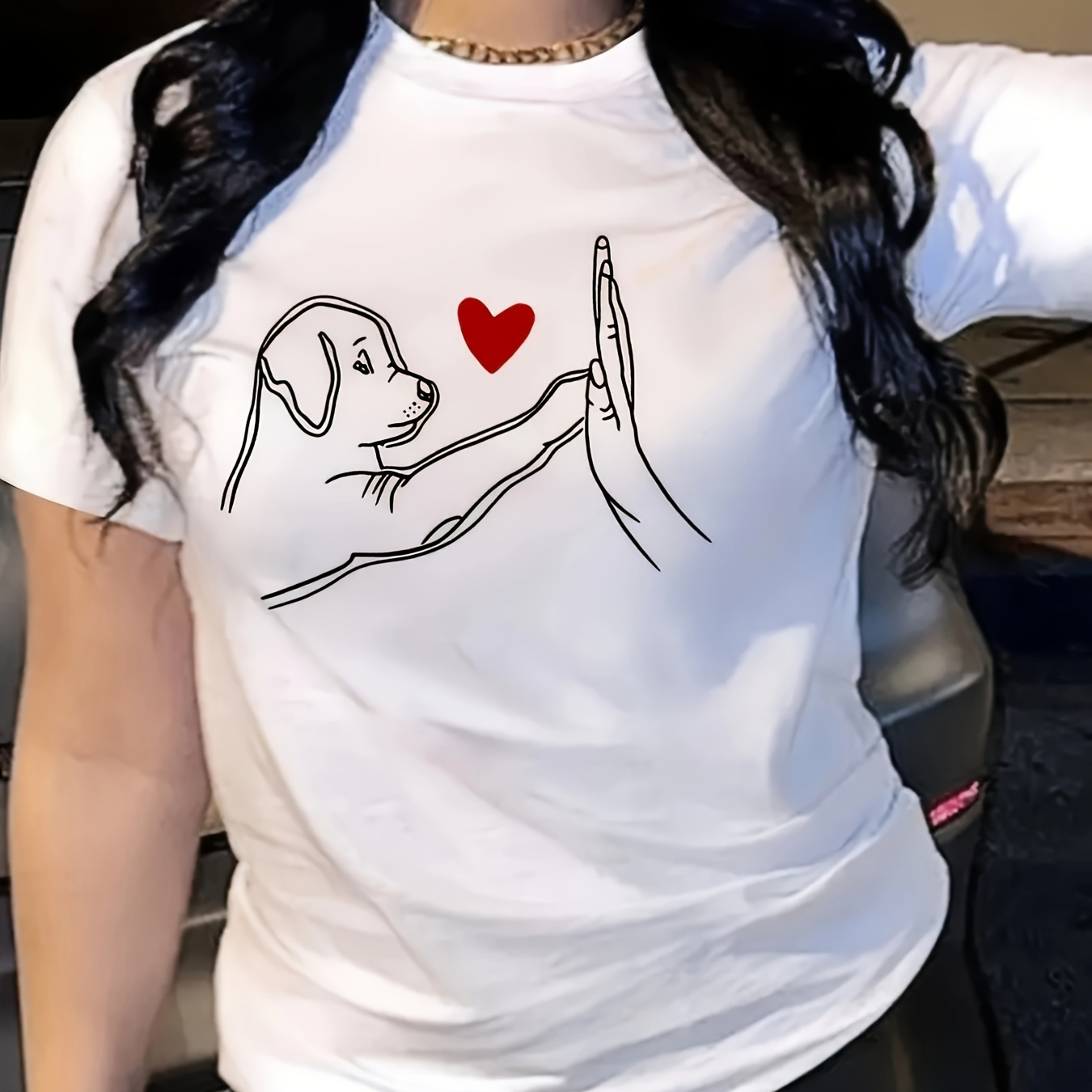 Dog Print Crew Neck T-shirt, Casual Short Sleeve Top For Spring & Summer, Women's Clothing
Dog Print Crew Neck T-shirt, Casual Short Sleeve Top For Spring & Summer, Women's Clothing