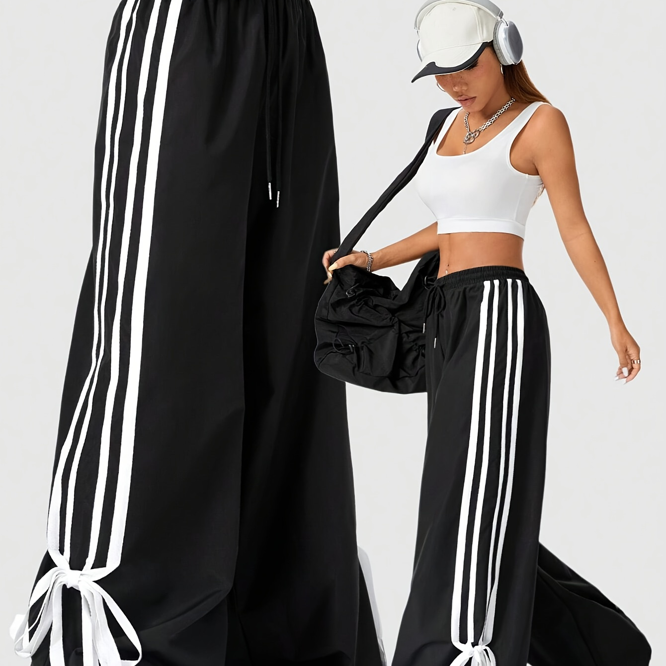 Size Striped Wide-leg Pants With Bow Detail - Casual, Non-stretch Polyester, Machine Washable
Size Striped Wide-leg Pants With Bow Detail - Casual, Non-stretch Polyester, Machine Washable