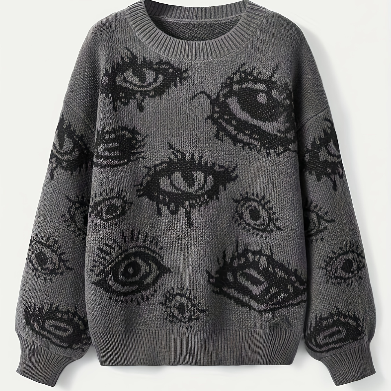 Eye Pattern Crew Neck Sweater, Casual Long Sleeve Pullover Sweater, Women's Clothing
Eye Pattern Crew Neck Sweater, Casual Long Sleeve Pullover Sweater, Women's Clothing