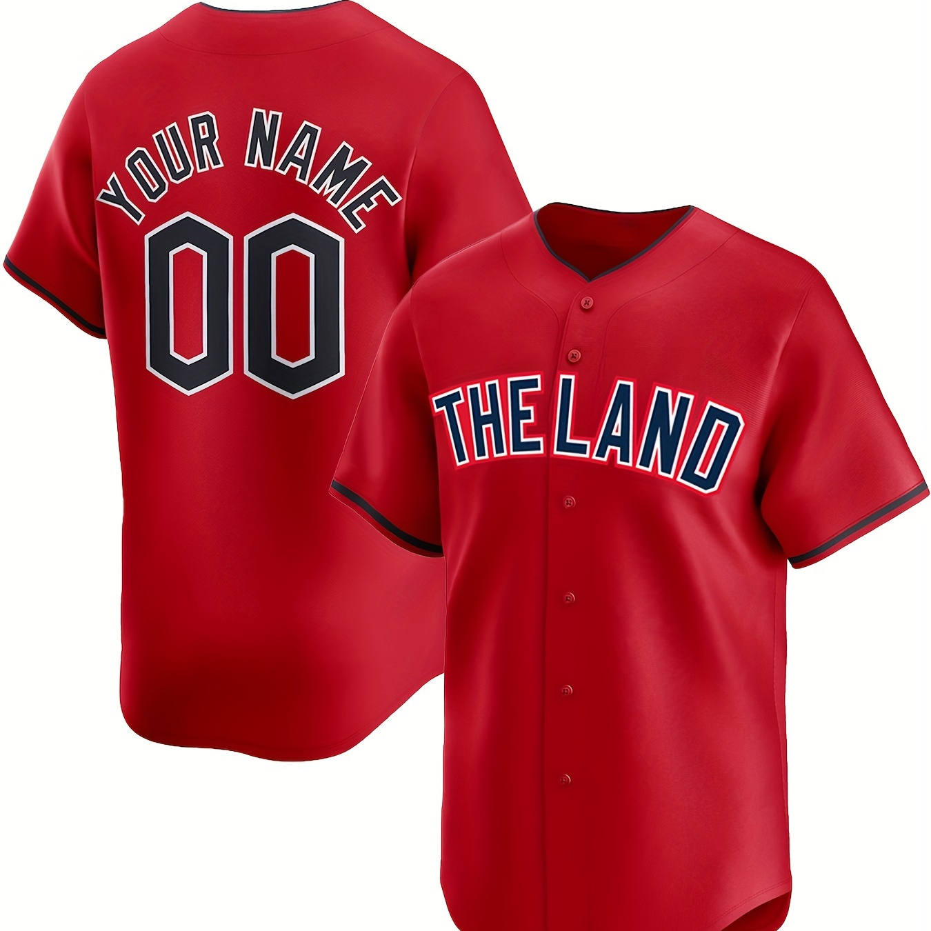 Men's "the Land" Pattern And Customized Name And Number Print Short Sleeve And Button Up Baseball Jersey, Chic And Stylish Tops For Summer Sports And Outdoors Wear
Men's "the Land" Pattern And Customized Name And Number Print Short Sleeve And Button Up Baseball Jersey, Chic And Stylish Tops For Summer Sports And Outdoors Wear