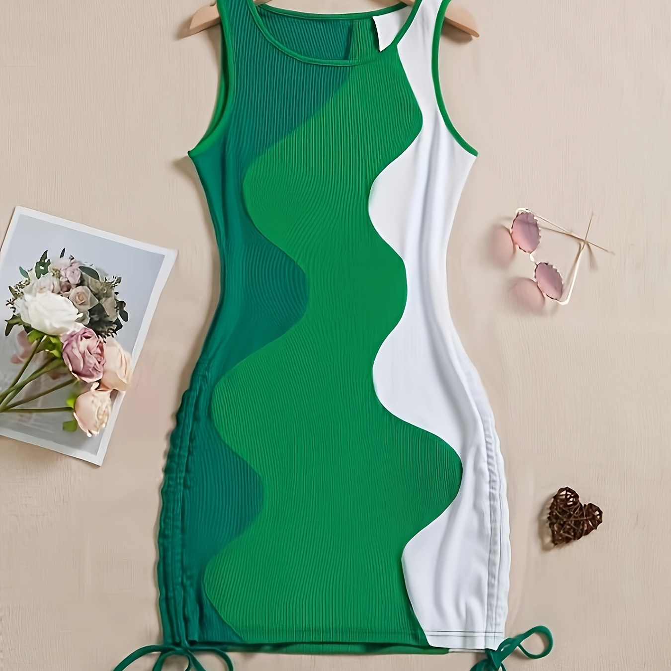 Color Block Crew Neck Tank Dress, Casual Sleeveless Drawstring Dress For Spring & Summer, Women's Clothing
Color Block Crew Neck Tank Dress, Casual Sleeveless Drawstring Dress For Spring & Summer, Women's Clothing