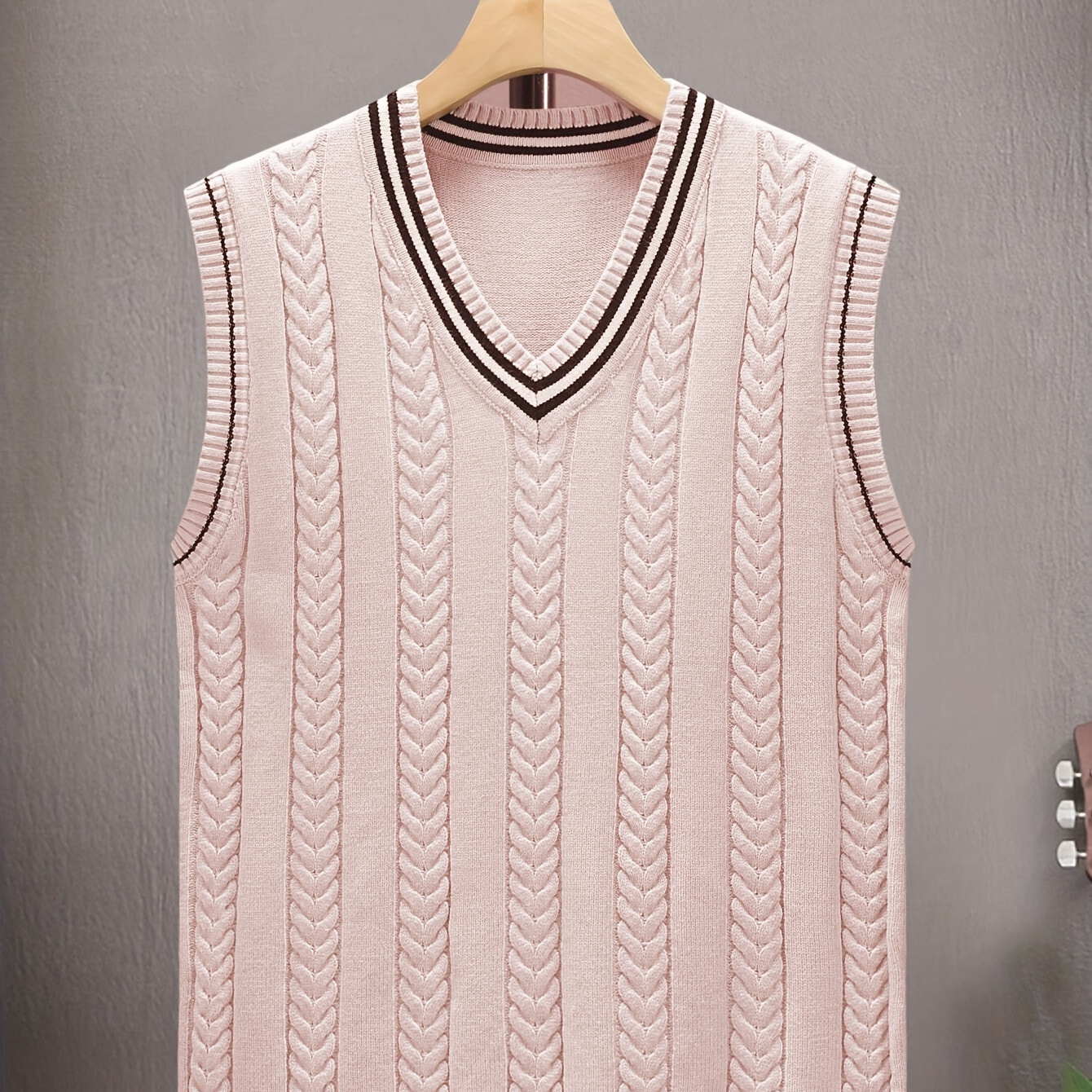 Men's Color Block Striped Knitted Sleeveless Sweater, Casual V Neck High Stretch Vest For Spring Fall Outdoor Activities
Men's Color Block Striped Knitted Sleeveless Sweater, Casual V Neck High Stretch Vest For Spring Fall Outdoor Activities
