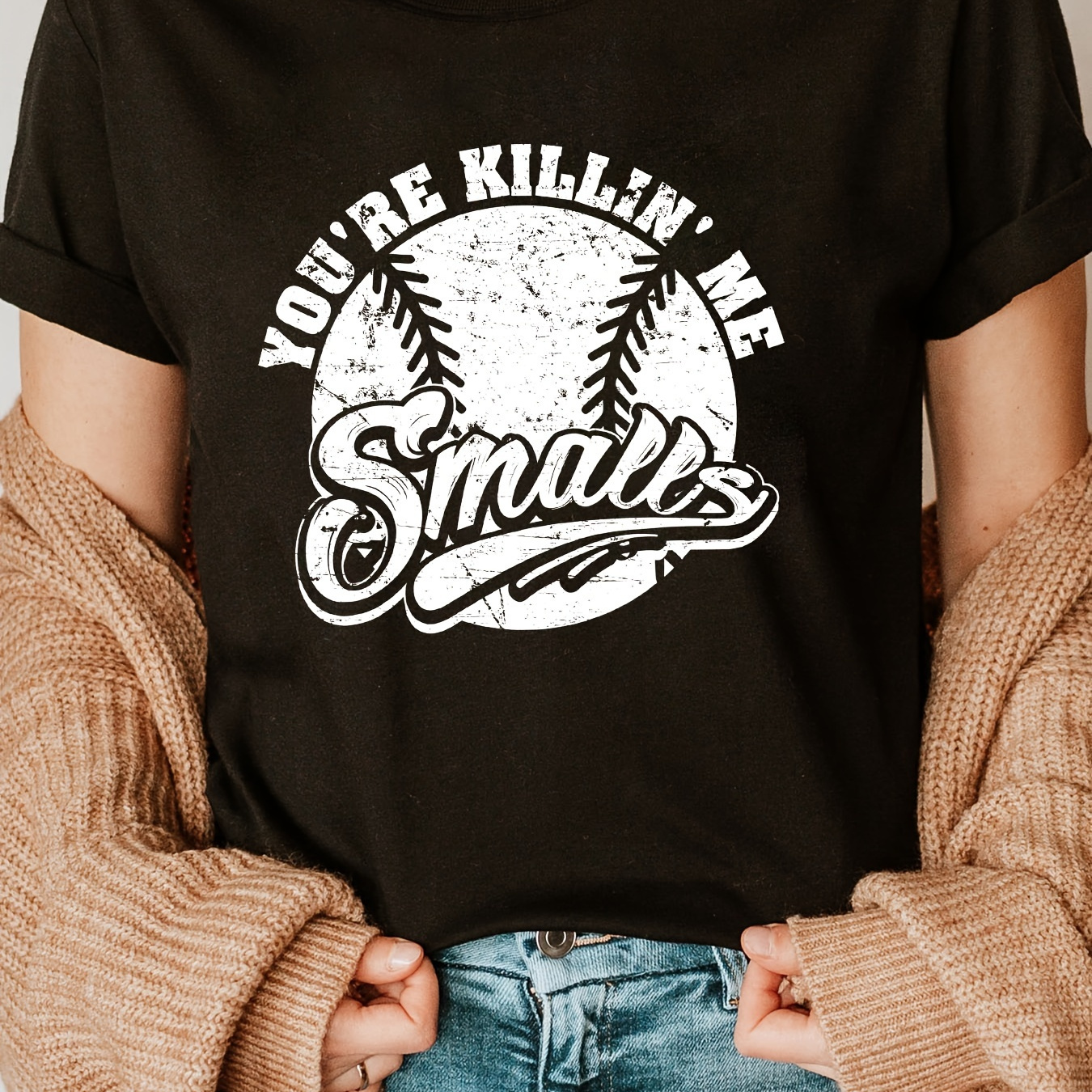 Baseball Print Crew Neck T-shirt, Short Sleeve Casual Top For Summer & Spring, Women's Clothing
Baseball Print Crew Neck T-shirt, Short Sleeve Casual Top For Summer & Spring, Women's Clothing
