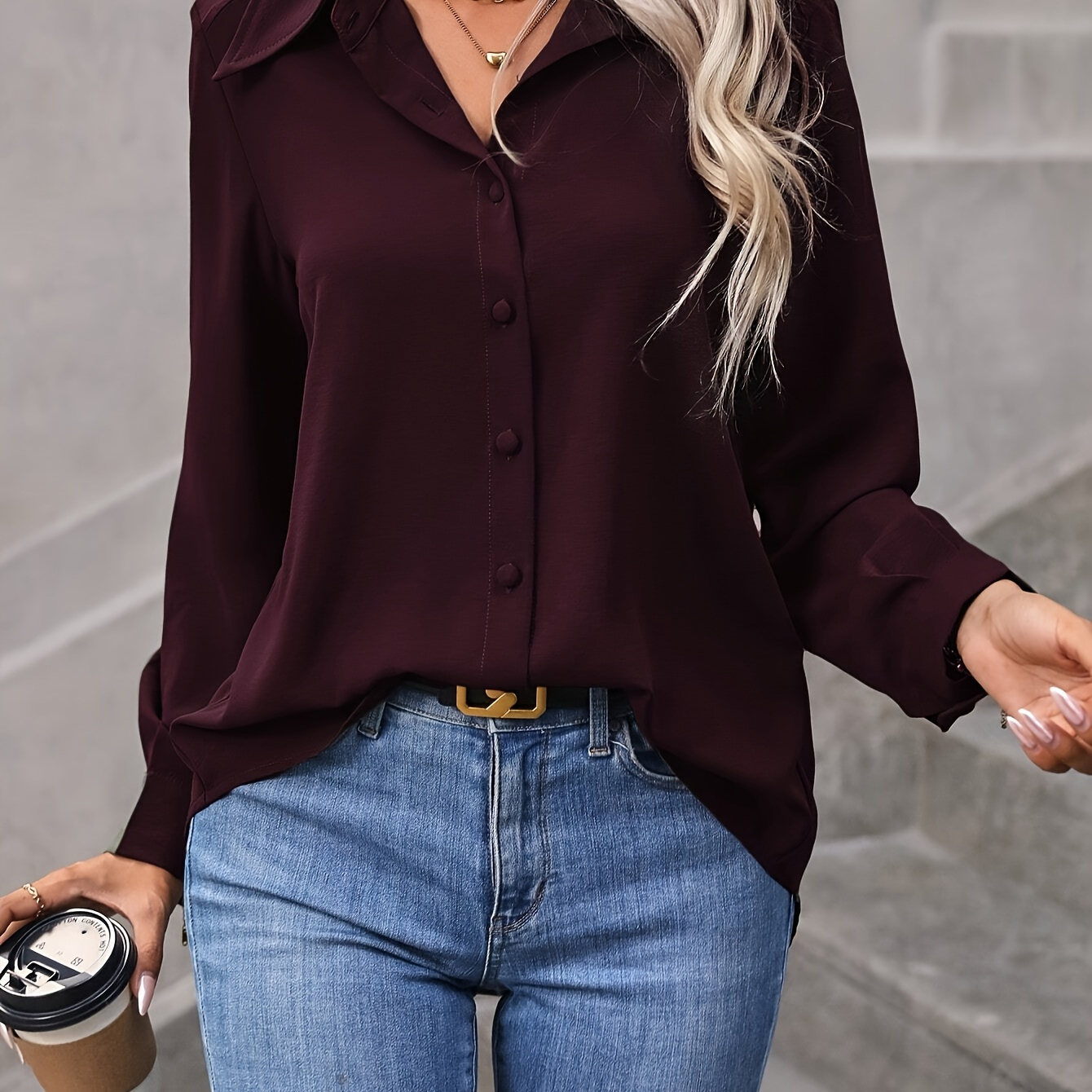 Blouse à col cranté grande taille, 100% polyester, couleur unie, non extensible, tissée, pour /automne
Blouse à col cranté grande taille, 100% polyester, couleur unie, non extensible, tissée, pour /automne