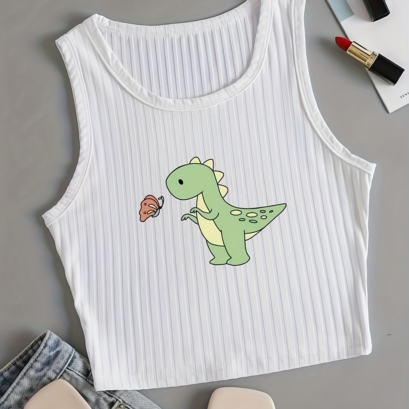 Dinosaur Print Tank Top, Casual Sleeveless Crop Top For Spring & Summer, Women's Clothing
Dinosaur Print Tank Top, Casual Sleeveless Crop Top For Spring & Summer, Women's Clothing