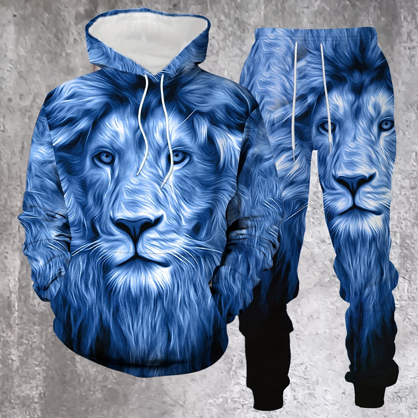 Men's 3d Printed Blue Hoodie And Sweatpants Set, Casual Polyester Two-piece Outfit For Spring/fall, Hoodie
Men's 3d Printed Blue Hoodie And Sweatpants Set, Casual Polyester Two-piece Outfit For Spring/fall, Hoodie