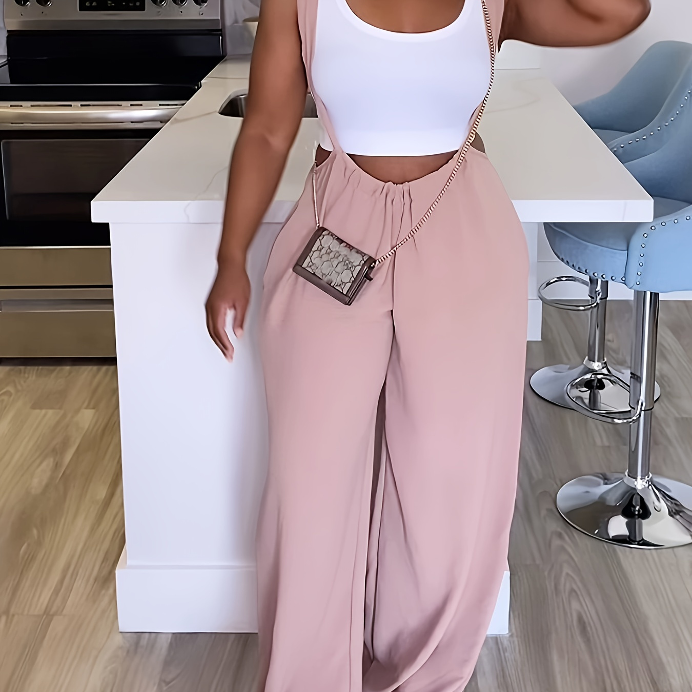 Solid Wide Leg Cami Jumpsuit, Elegant Ruched Sleeveless Jumpsuit For Spring & Summer, Women's Clothing
Solid Wide Leg Cami Jumpsuit, Elegant Ruched Sleeveless Jumpsuit For Spring & Summer, Women's Clothing