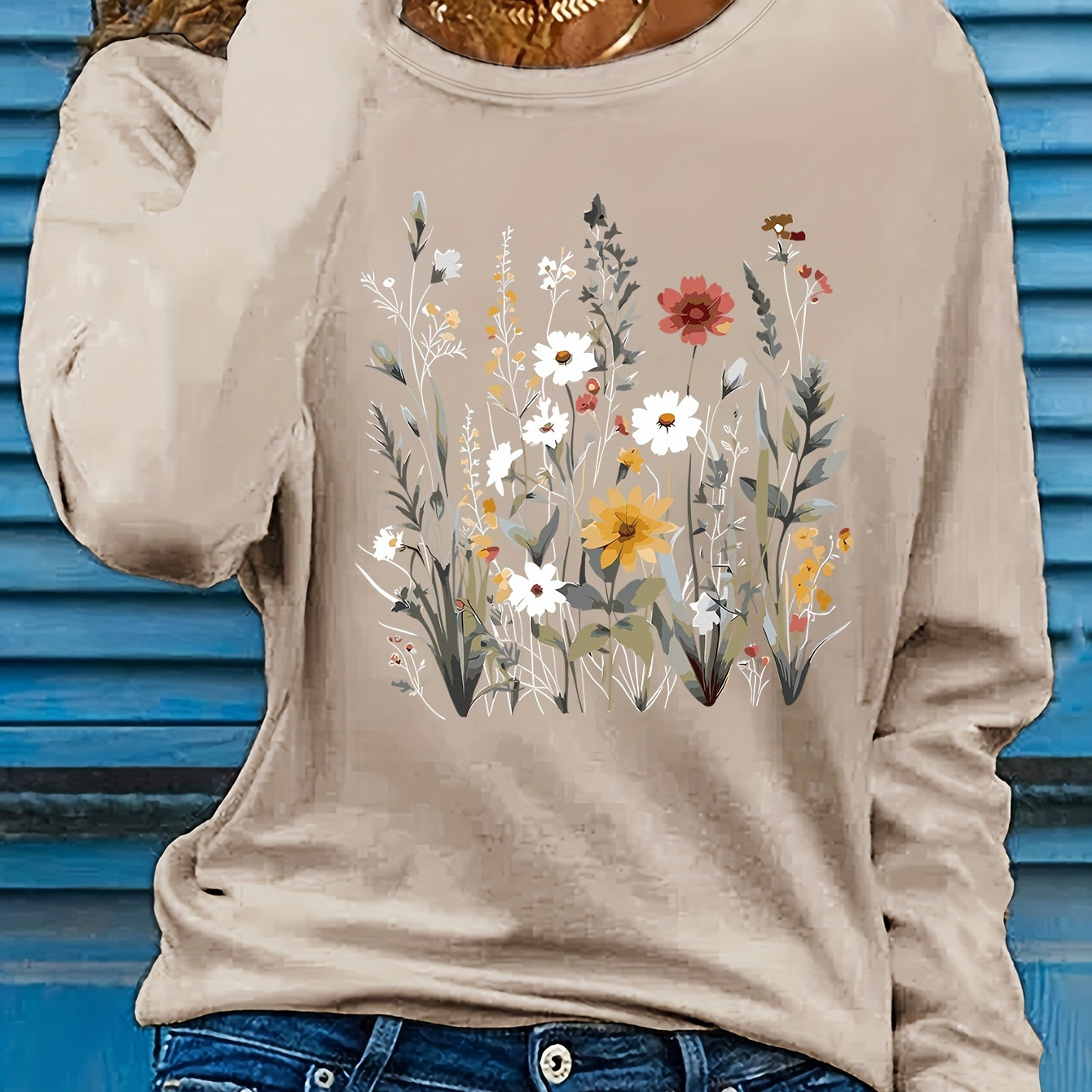 Women's Casual Floral Print Long Sleeve Top - Soft Polyester Crew Neck, Machine Washable, Spring & Fall, Floral Print Blouse
Women's Casual Floral Print Long Sleeve Top - Soft Polyester Crew Neck, Machine Washable, Spring & Fall, Floral Print Blouse