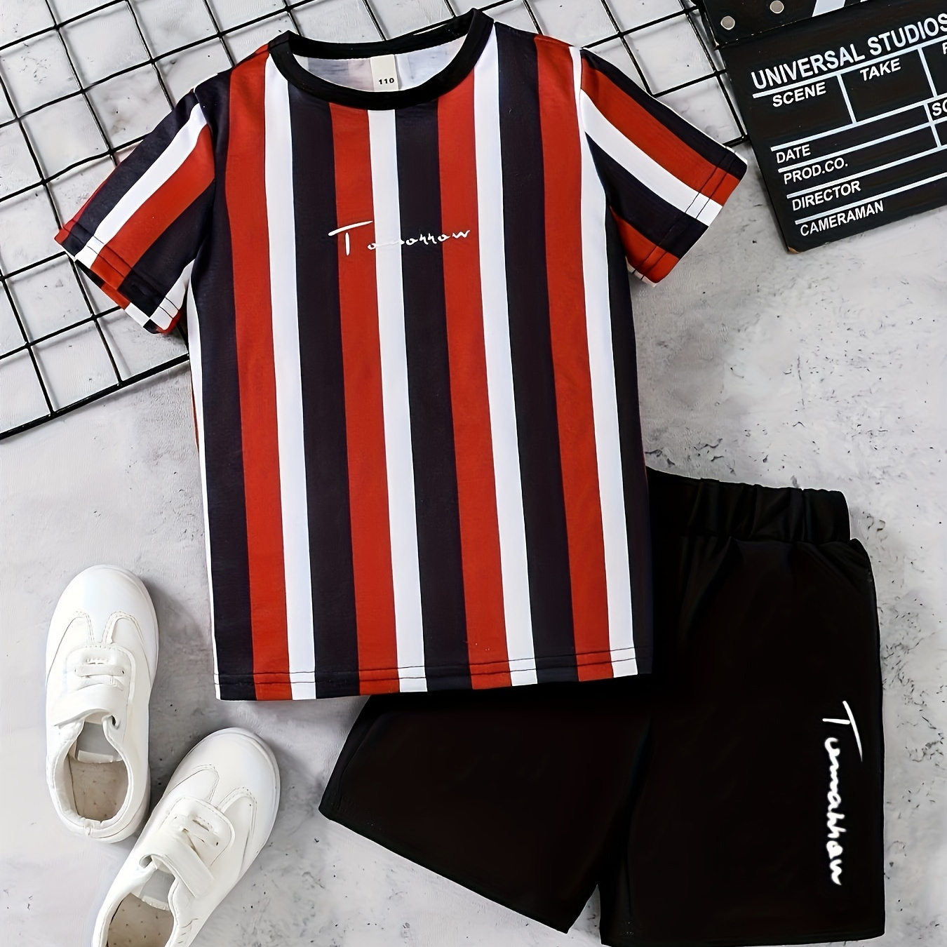 Boys Striped Outfit Short Sleeves Round Neck T-shirt & Shorts Casual For Summer Kids Clothes
Boys Striped Outfit Short Sleeves Round Neck T-shirt & Shorts Casual For Summer Kids Clothes