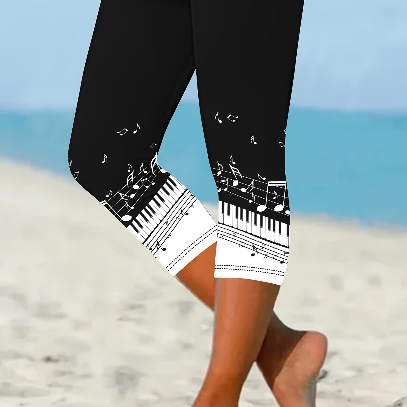 Music Note Print Skinny Leggings, Casual Elastic Waist Capris Leggings, Women's Clothing
Music Note Print Skinny Leggings, Casual Elastic Waist Capris Leggings, Women's Clothing