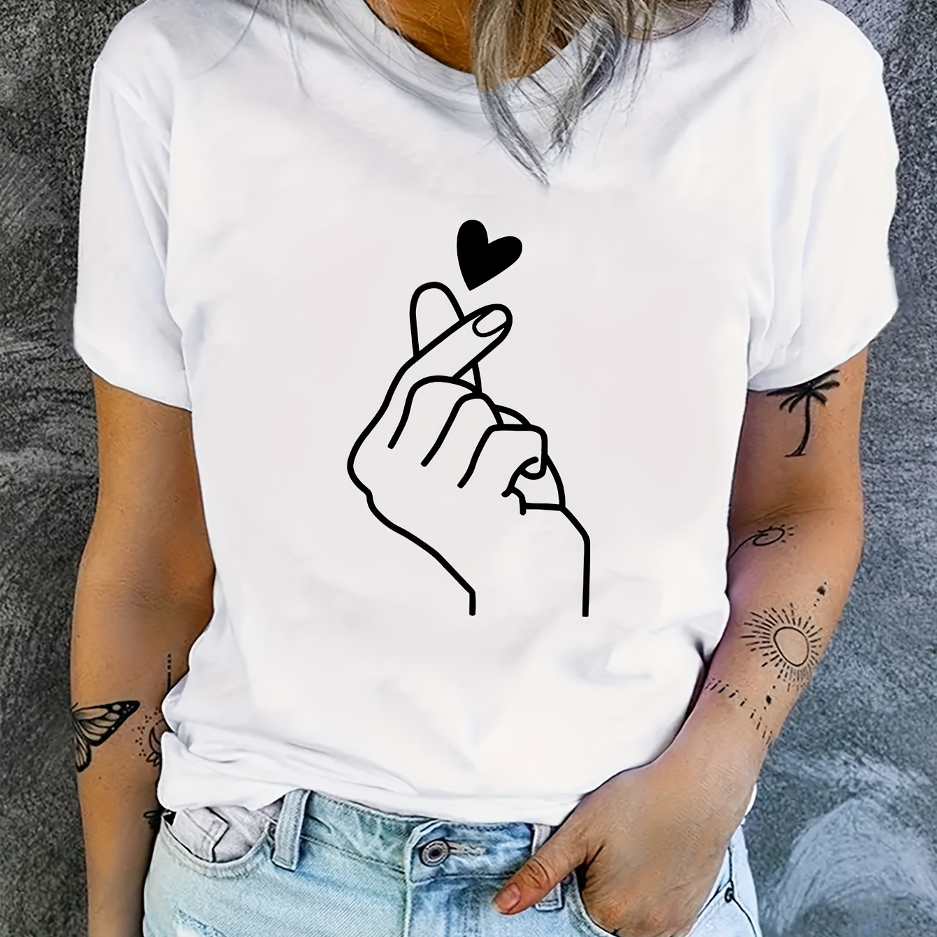 Mother's Day hand Print T-shirt, Short Sleeve Crew Neck Casual Top For Summer & Spring, Women's Clothing
Mother's Day hand Print T-shirt, Short Sleeve Crew Neck Casual Top For Summer & Spring, Women's Clothing
