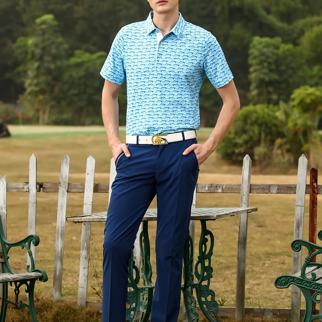 Men's Trendy Corrugated Pattern Short Sleeve Button Up Lapel Shirt, Comfy Male Shirt For Golf Sports, Gift For Men
Men's Trendy Corrugated Pattern Short Sleeve Button Up Lapel Shirt, Comfy Male Shirt For Golf Sports, Gift For Men