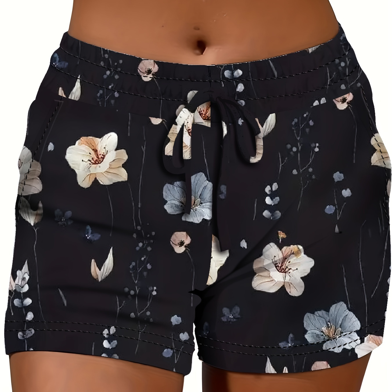 Floral Print Elastic Waist Shorts, Casual Fake Drawstring Shorts For Spring & Summer, Women's Clothing
Floral Print Elastic Waist Shorts, Casual Fake Drawstring Shorts For Spring & Summer, Women's Clothing