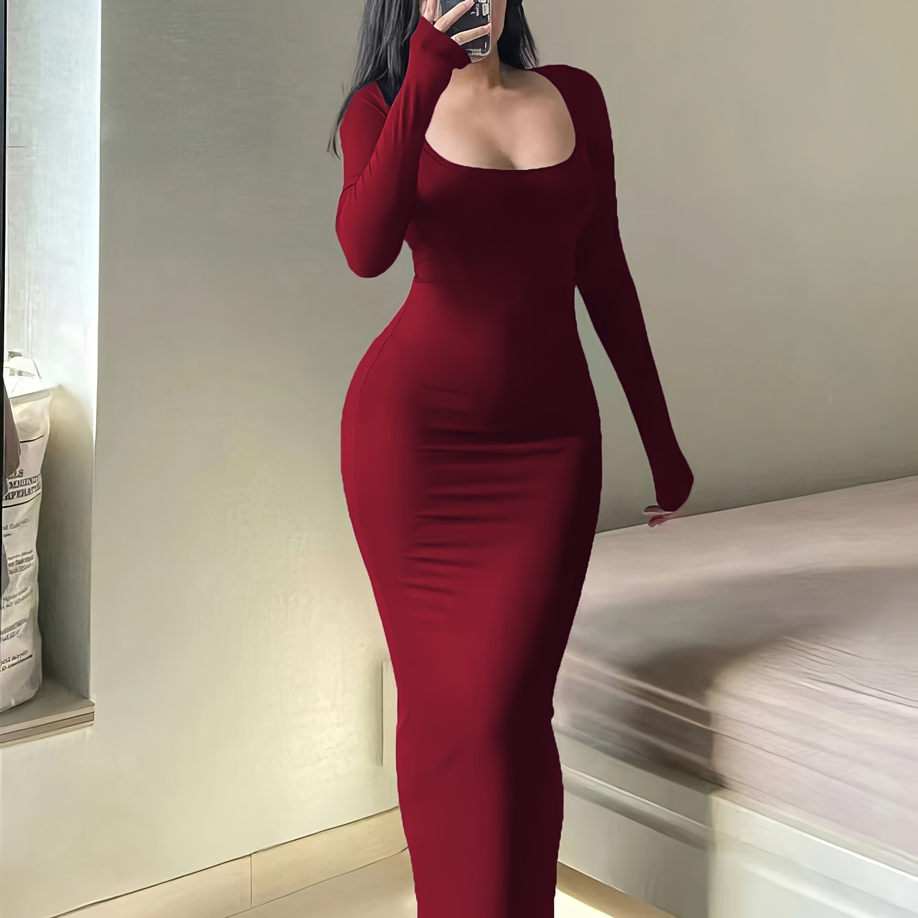 Form-fitting, Ultra-long Women's Autumn Dress With Long Sleeves, Square Neckline, A-line Silhouette, And A Sexy, .
Form-fitting, Ultra-long Women's Autumn Dress With Long Sleeves, Square Neckline, A-line Silhouette, And A Sexy, .