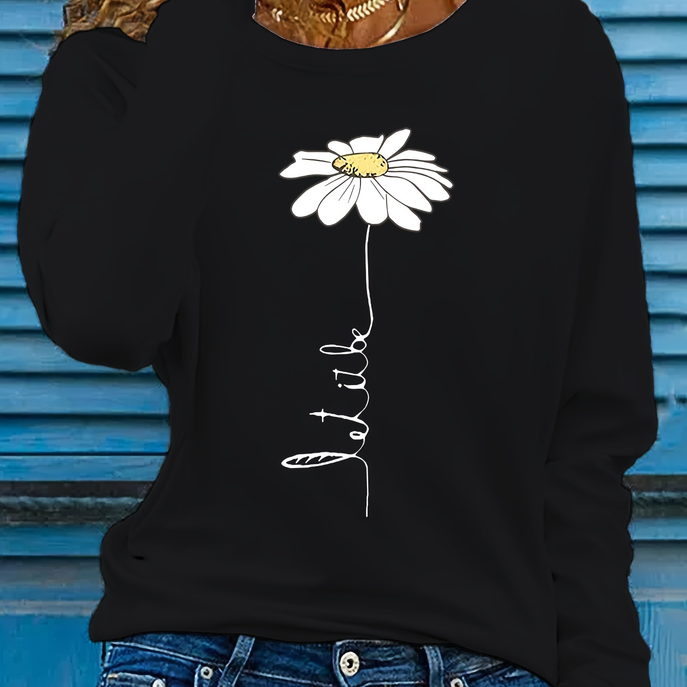 Women's Long Sleeve Round Neck T-shirt, Floral Print, Polyester Knit, Casual Pullover, Regular Fit, No Padding, Autumn Fashion Top
Women's Long Sleeve Round Neck T-shirt, Floral Print, Polyester Knit, Casual Pullover, Regular Fit, No Padding, Autumn Fashion Top