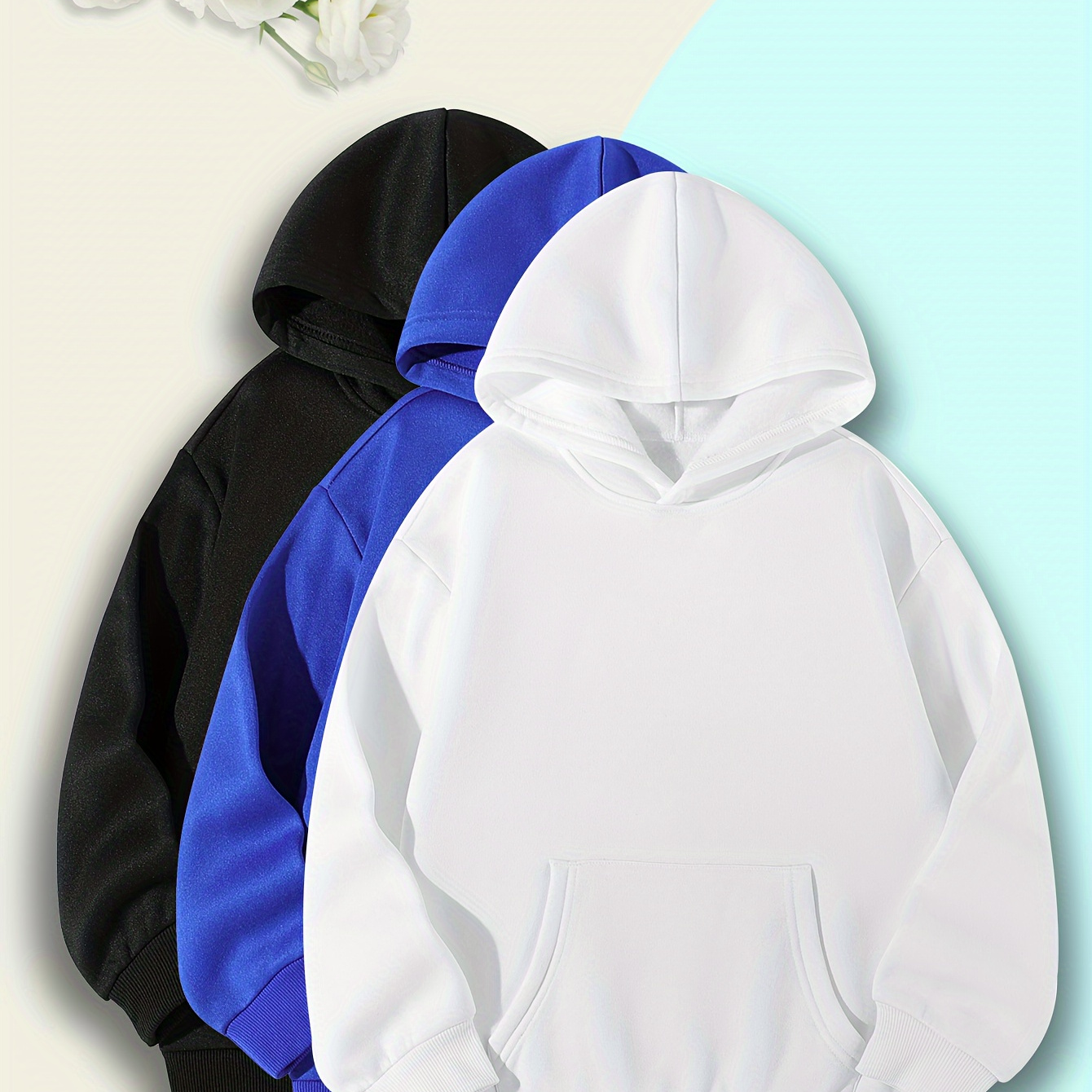 3pcs Boys Casual Solid Color Pullover Long Sleeve Hoodies, Boys Sweatshirt For Spring Fall, Kids Hoodie Tops Outdoor
3pcs Boys Casual Solid Color Pullover Long Sleeve Hoodies, Boys Sweatshirt For Spring Fall, Kids Hoodie Tops Outdoor