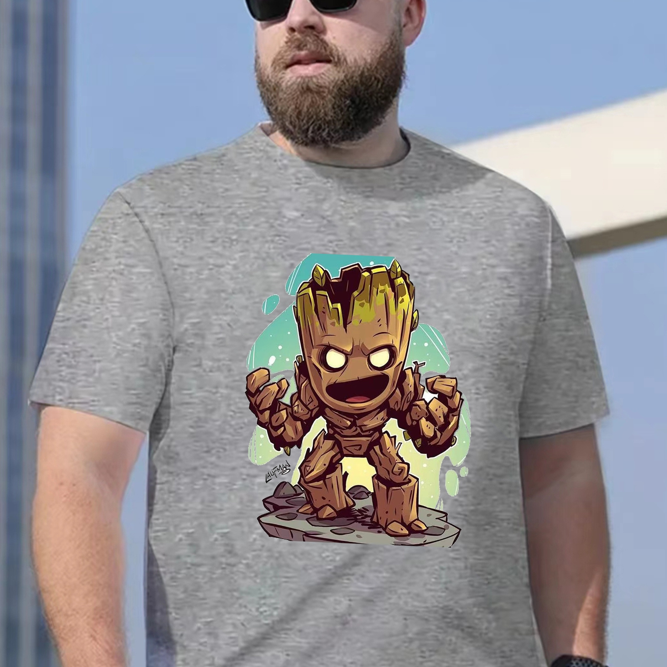 Wooden Robot Print Men's Crew Neck Short Sleeve Plus Size T-shirt, Breathable Versatile Tee For Summer Wear
Wooden Robot Print Men's Crew Neck Short Sleeve Plus Size T-shirt, Breathable Versatile Tee For Summer Wear