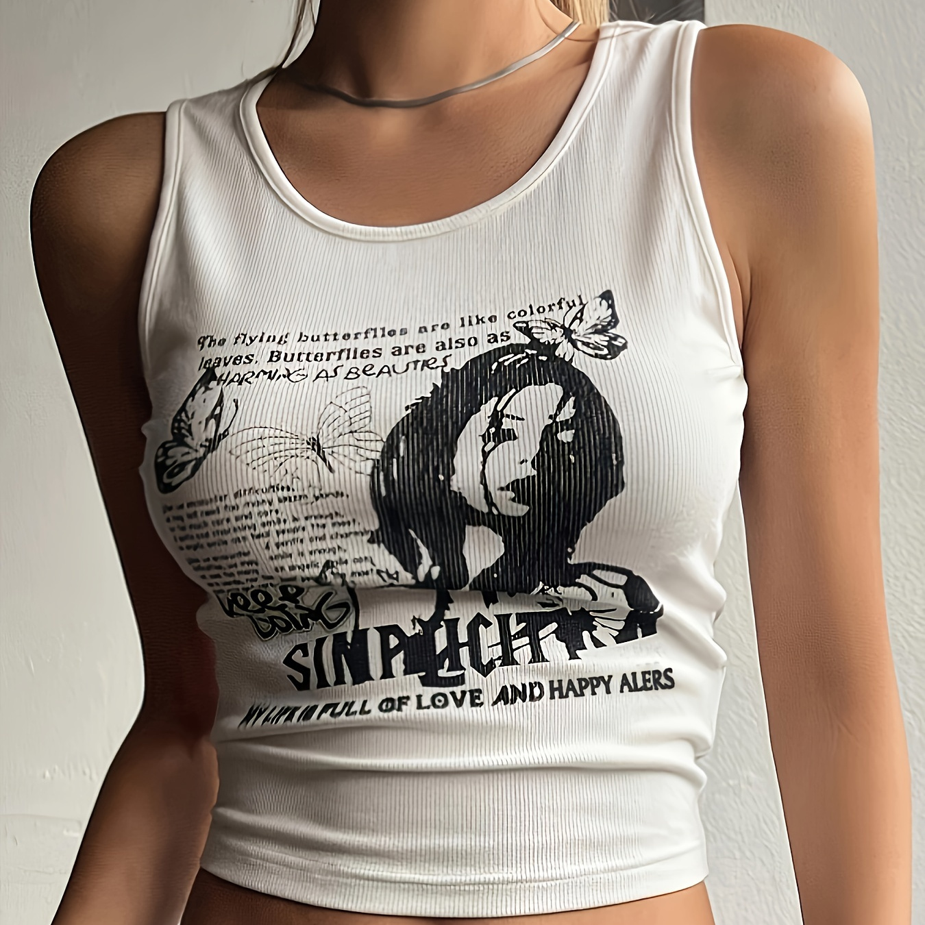 Graphic Print Crew Neck Tank Top, Casual Sleeveless Tank Top For Summer, Women's Clothing
Graphic Print Crew Neck Tank Top, Casual Sleeveless Tank Top For Summer, Women's Clothing