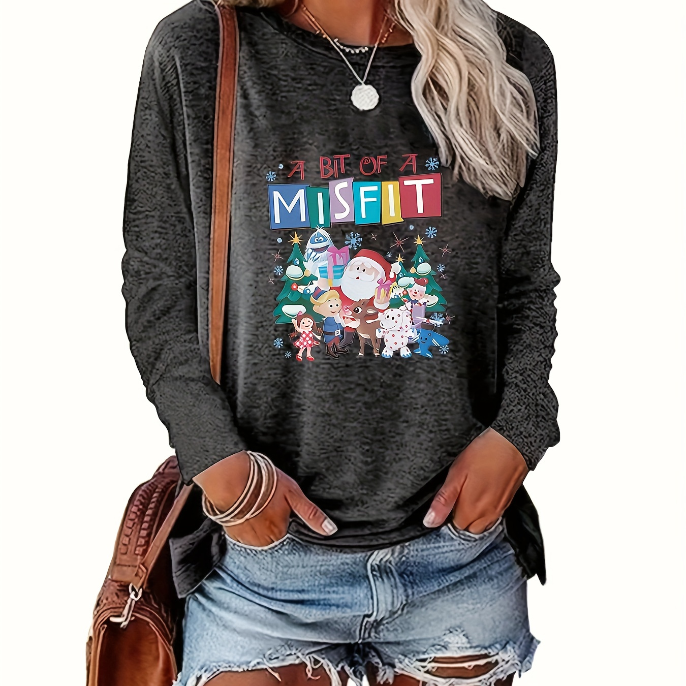 1pc Women's Plus Size Casual Christmas Cartoon Print Long Sleeve T-shirt, Round Neck Pullover Top With Patchwork Collar, Polyester Knit Fabric, H- For All
1pc Women's Plus Size Casual Christmas Cartoon Print Long Sleeve T-shirt, Round Neck Pullover Top With Patchwork Collar, Polyester Knit Fabric, H- For All