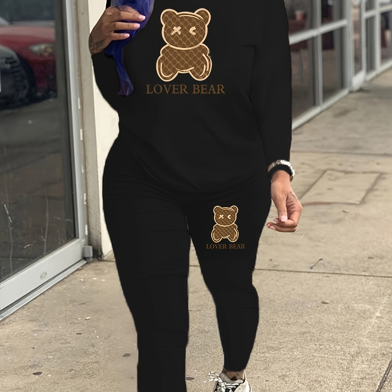 Bear Print Casual Two-piece Set, Long Sleeve Crew Neck Top & Skinny Pants Outfits, Women's Clothing
Bear Print Casual Two-piece Set, Long Sleeve Crew Neck Top & Skinny Pants Outfits, Women's Clothing