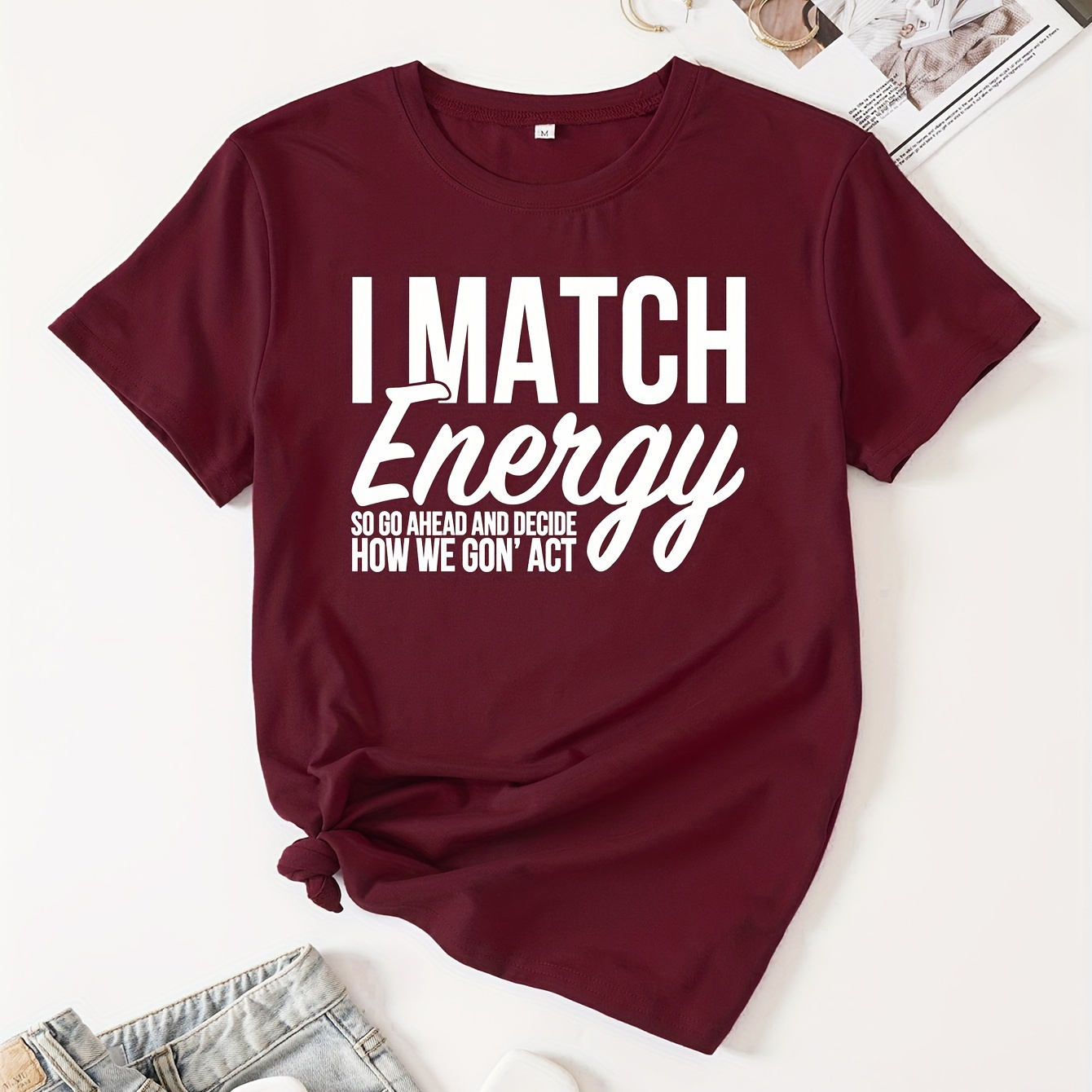 Letter Print Crew Neck T-shirt, Casual Short Sleeve T-shirt For Spring & Summer, Women's Clothing
Letter Print Crew Neck T-shirt, Casual Short Sleeve T-shirt For Spring & Summer, Women's Clothing