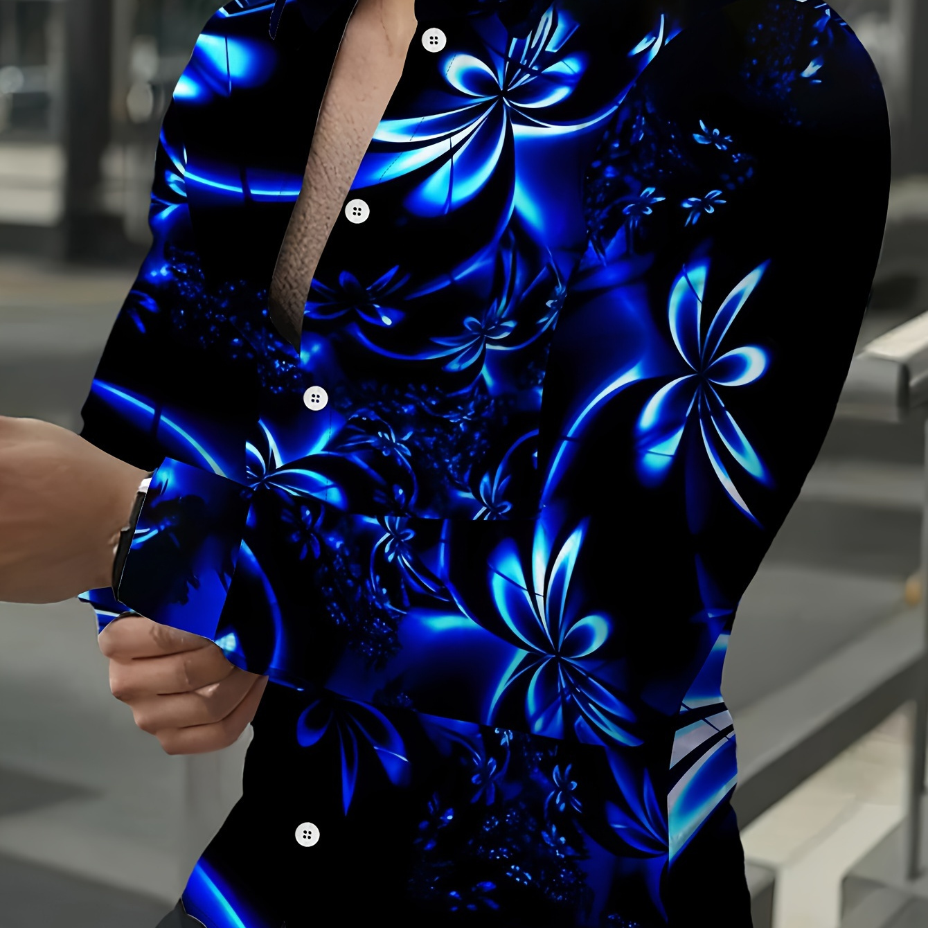 Men's Casual Long Sleeve Shirt With Unique Floral Print - Polyester, Machine Washable, Spring/fall
Men's Casual Long Sleeve Shirt With Unique Floral Print - Polyester, Machine Washable, Spring/fall