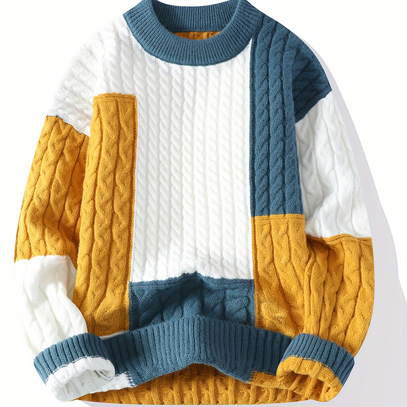 Men's Cozy Knit Pullover Sweater - Warm, Stretchy Nylon With Geometric Pattern, Long Sleeve & Round Neck For Fall/winter
Men's Cozy Knit Pullover Sweater - Warm, Stretchy Nylon With Geometric Pattern, Long Sleeve & Round Neck For Fall/winter