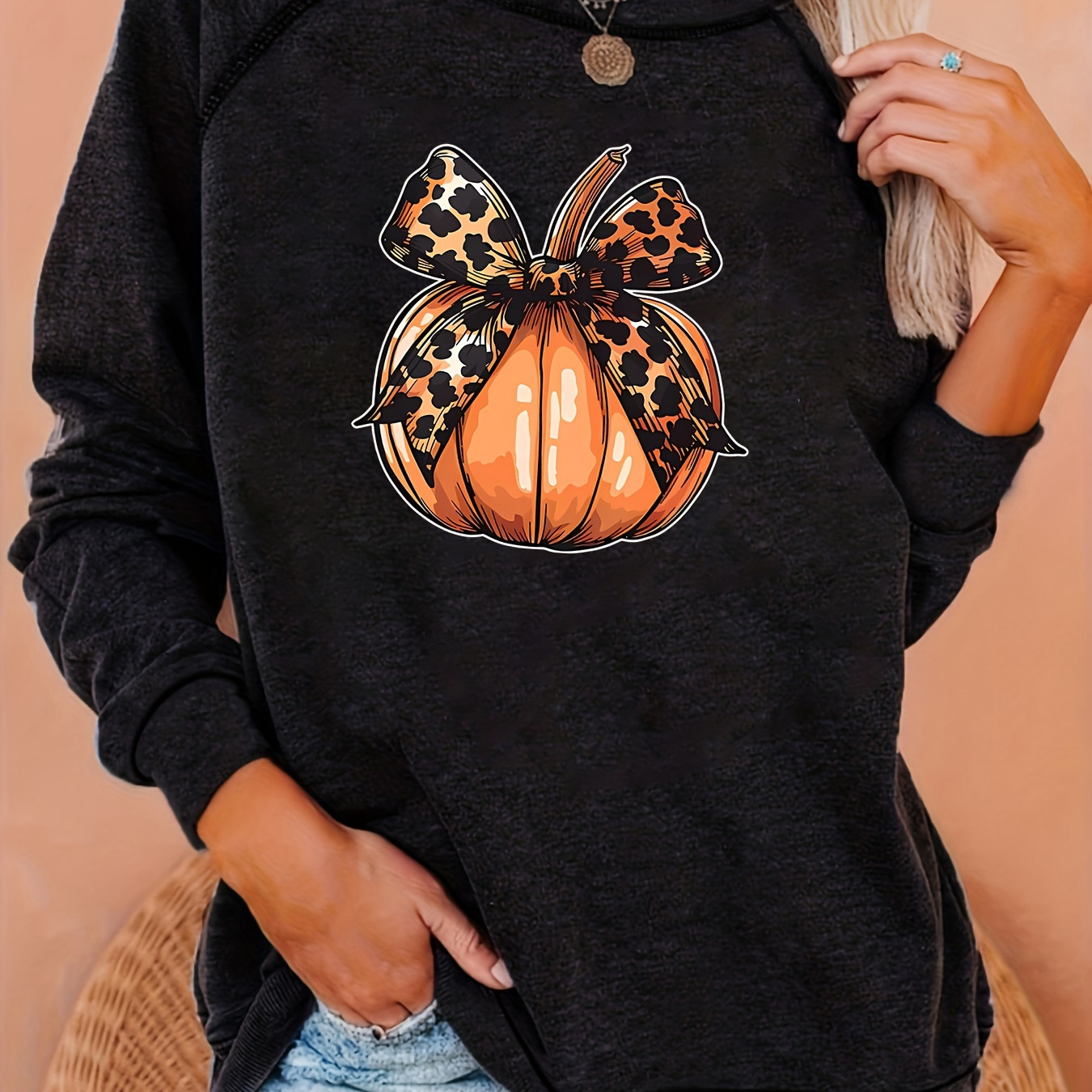 Pumpkin Print Pullover Sweatshirt, Casual Long Sleeve Crew Neck Sweatshirt For Fall & Winter, Women's Clothing
Pumpkin Print Pullover Sweatshirt, Casual Long Sleeve Crew Neck Sweatshirt For Fall & Winter, Women's Clothing