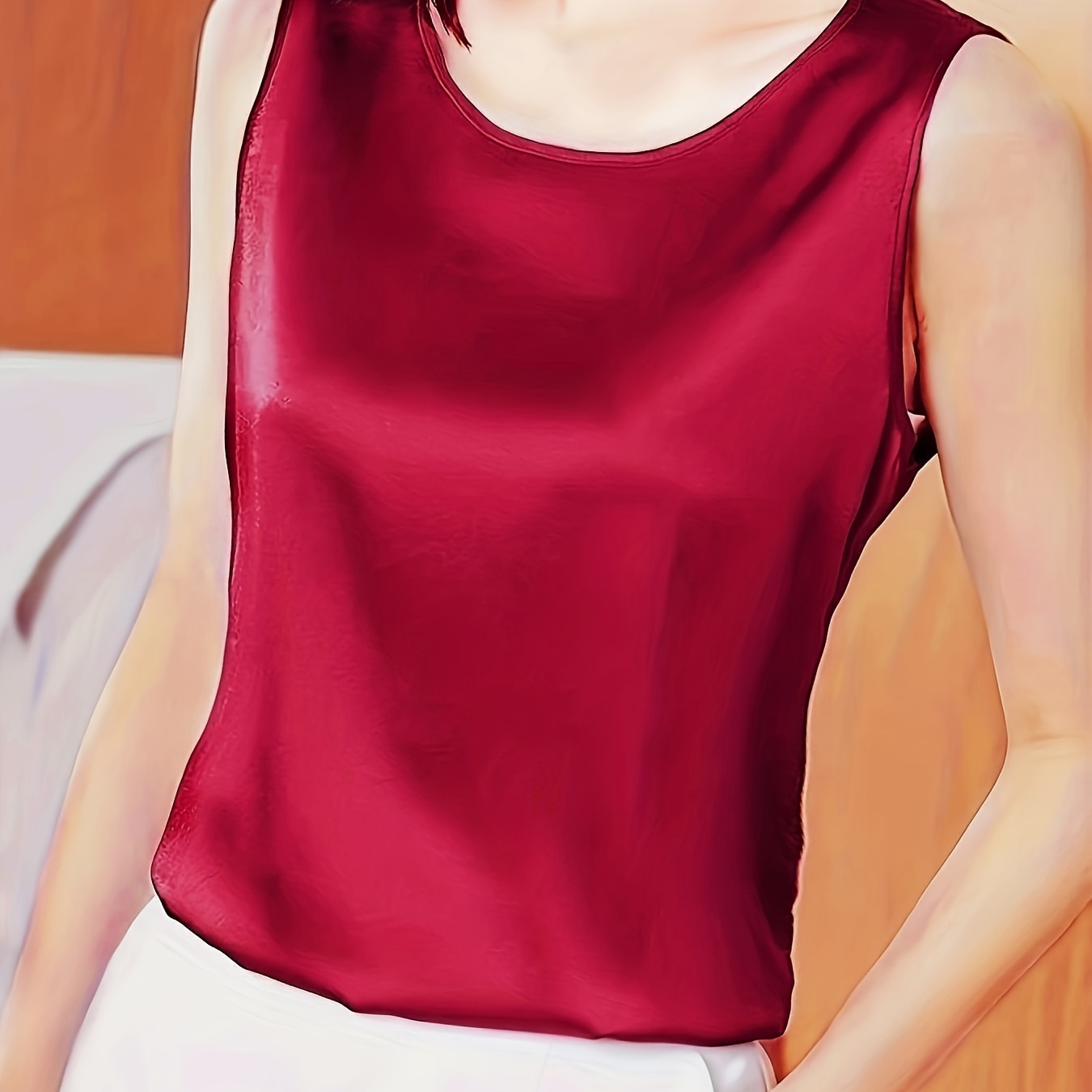 Solid Color Crew Neck Tank Top, Elegant Sleeveless Tank Top For Summer, Women's Clothing
Solid Color Crew Neck Tank Top, Elegant Sleeveless Tank Top For Summer, Women's Clothing