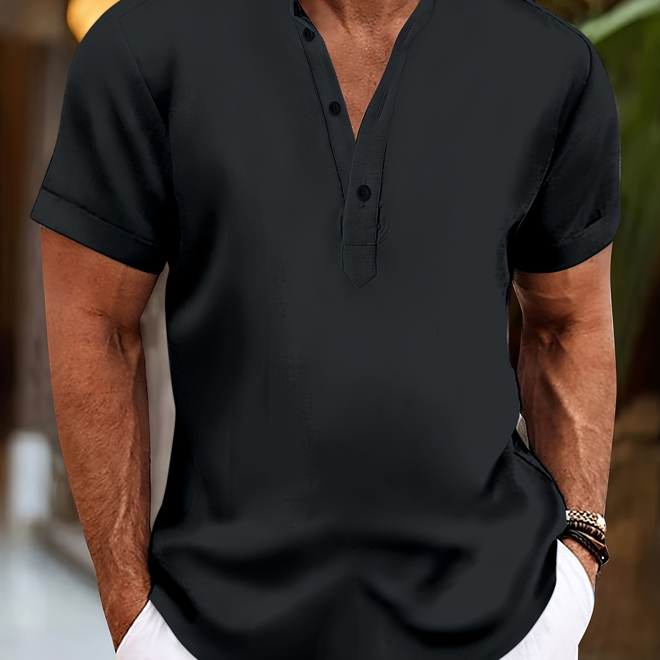 Men's Trendy Solid Short Sleeve Button Up Stand Collar Shirt, Comfy Male Shirt For Golf Sports, Gift For Men
Men's Trendy Solid Short Sleeve Button Up Stand Collar Shirt, Comfy Male Shirt For Golf Sports, Gift For Men