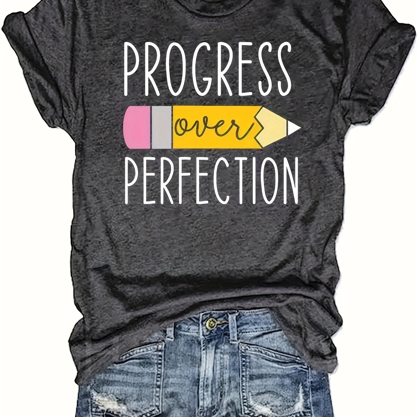 Plus Size Letter Print T-shirt, Casual Crew Neck Short Sleeve T-shirt, Women's Plus Size clothing
Plus Size Letter Print T-shirt, Casual Crew Neck Short Sleeve T-shirt, Women's Plus Size clothing