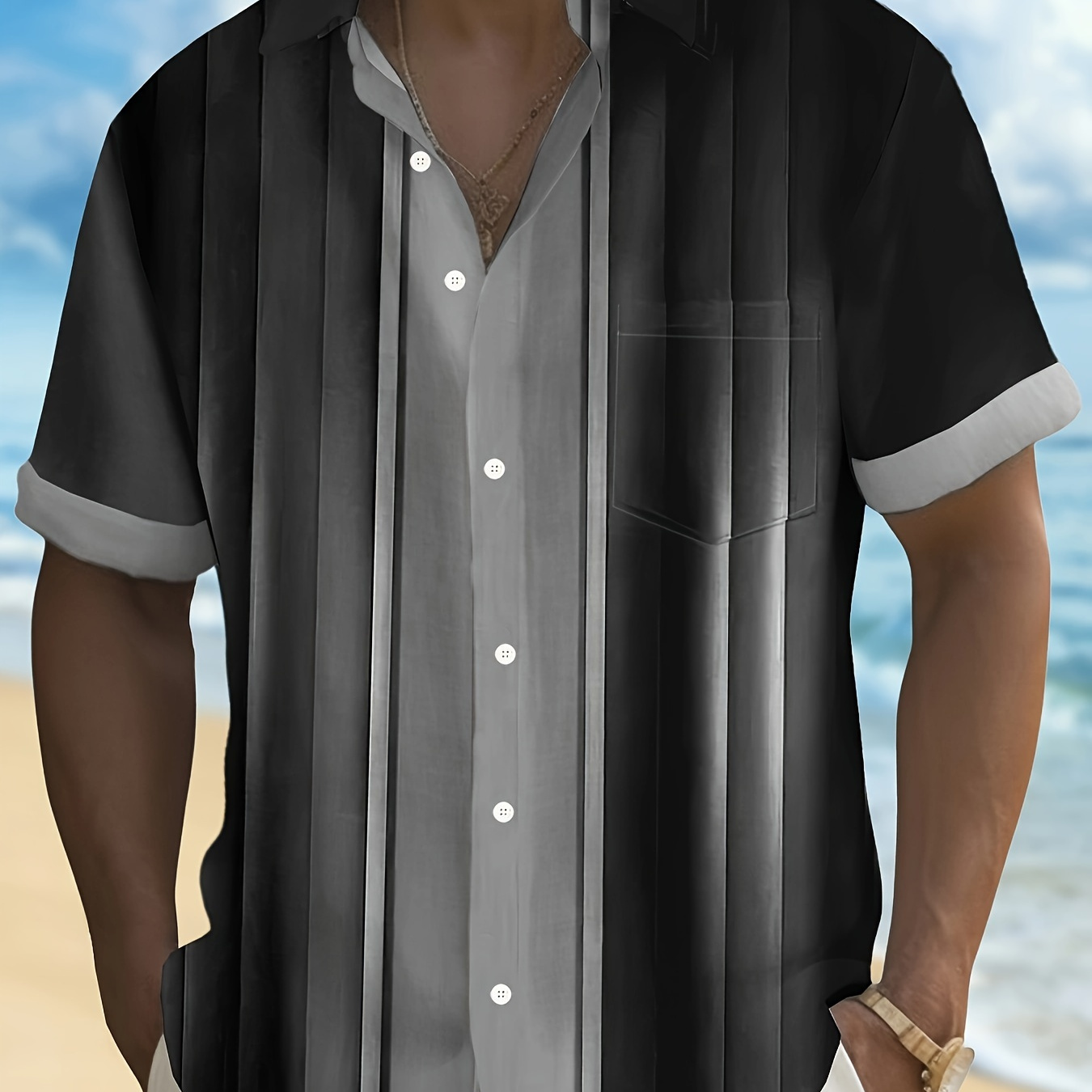 Plus Size Men's Striped Short Sleeve Shirt With Front Pocket, Retro Style Casual Summer Apparel
Plus Size Men's Striped Short Sleeve Shirt With Front Pocket, Retro Style Casual Summer Apparel