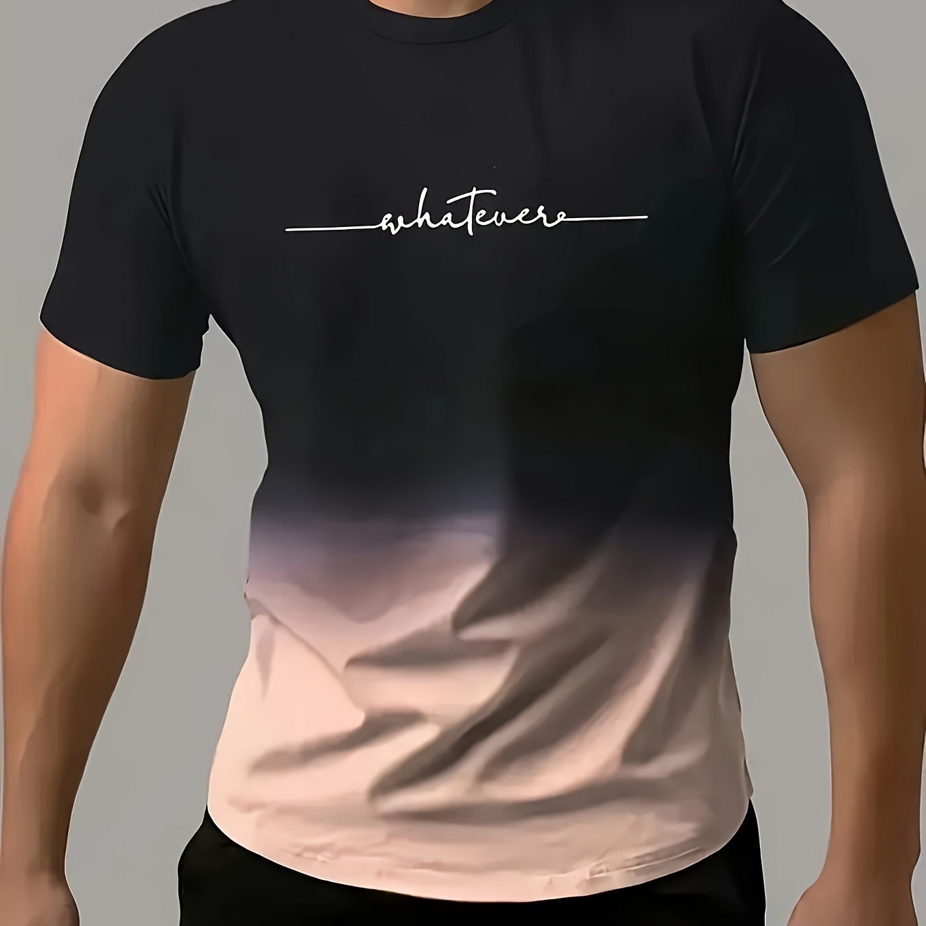 whatever" Print Gradient Crew Neck T-shirt For Men, Trendy Casual Short Sleeve Top, Men's Tee For Summer Outing
whatever" Print Gradient Crew Neck T-shirt For Men, Trendy Casual Short Sleeve Top, Men's Tee For Summer Outing