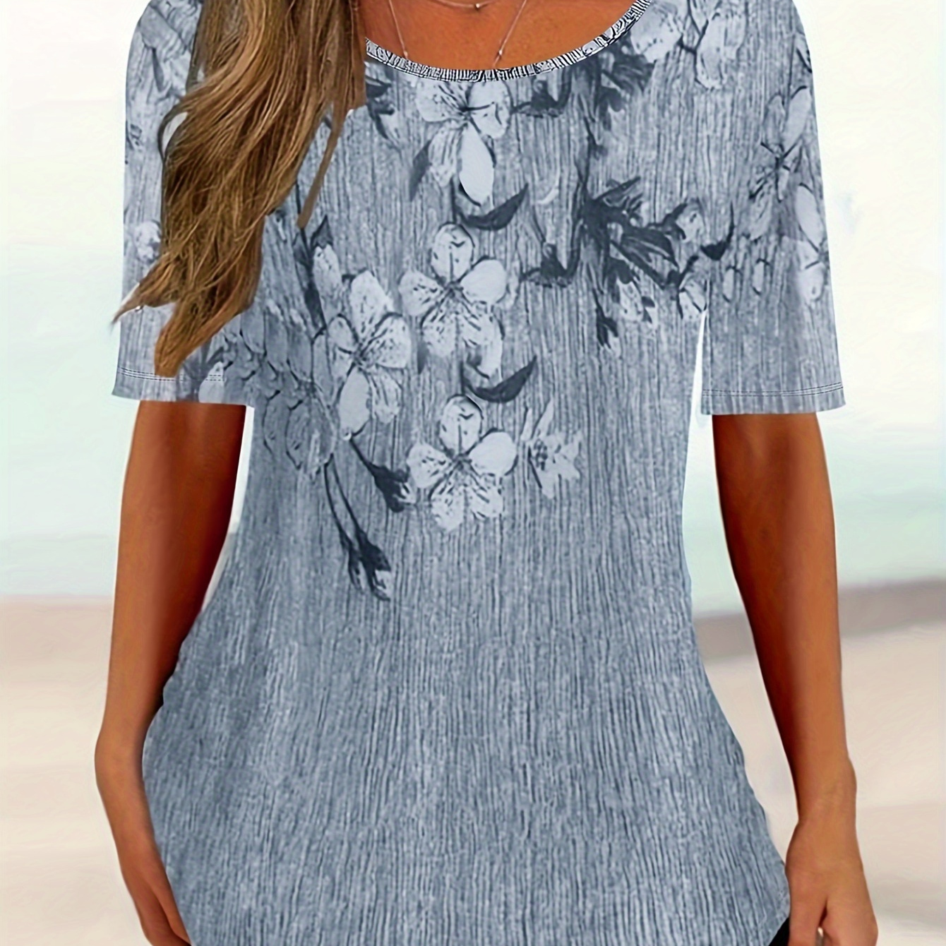 T-shirt À Col Rond À Imprimé Floral, Haut Estival Décontracté À Manches Courtes, Vêtements Pour Femmes
T-shirt À Col Rond À Imprimé Floral, Haut Estival Décontracté À Manches Courtes, Vêtements Pour Femmes